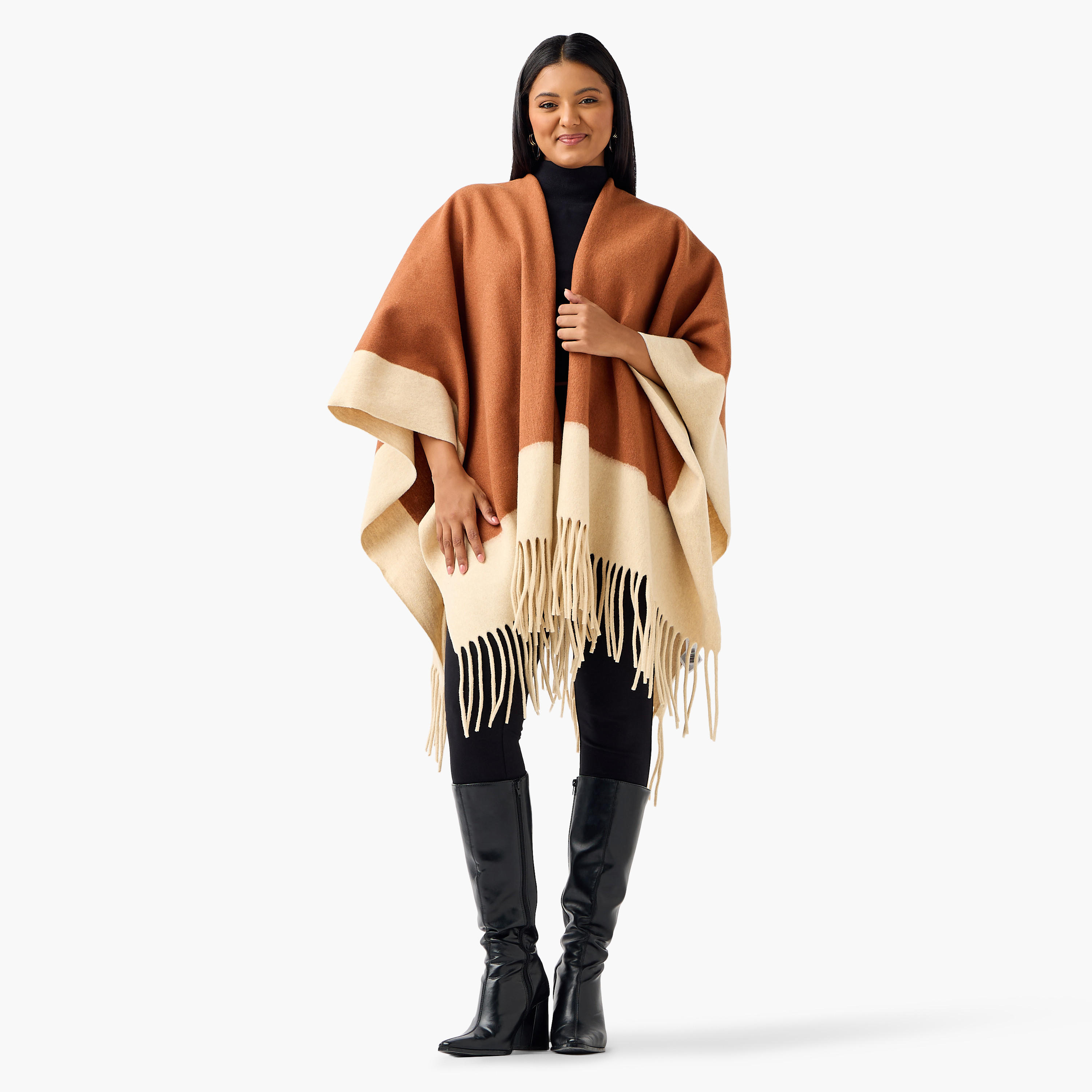بونشو واسع بقصة مريحة مع حافة بشراشيب من أولا بوبكن-women-winterwear-cardigansandjumpers-cardigans-image-4