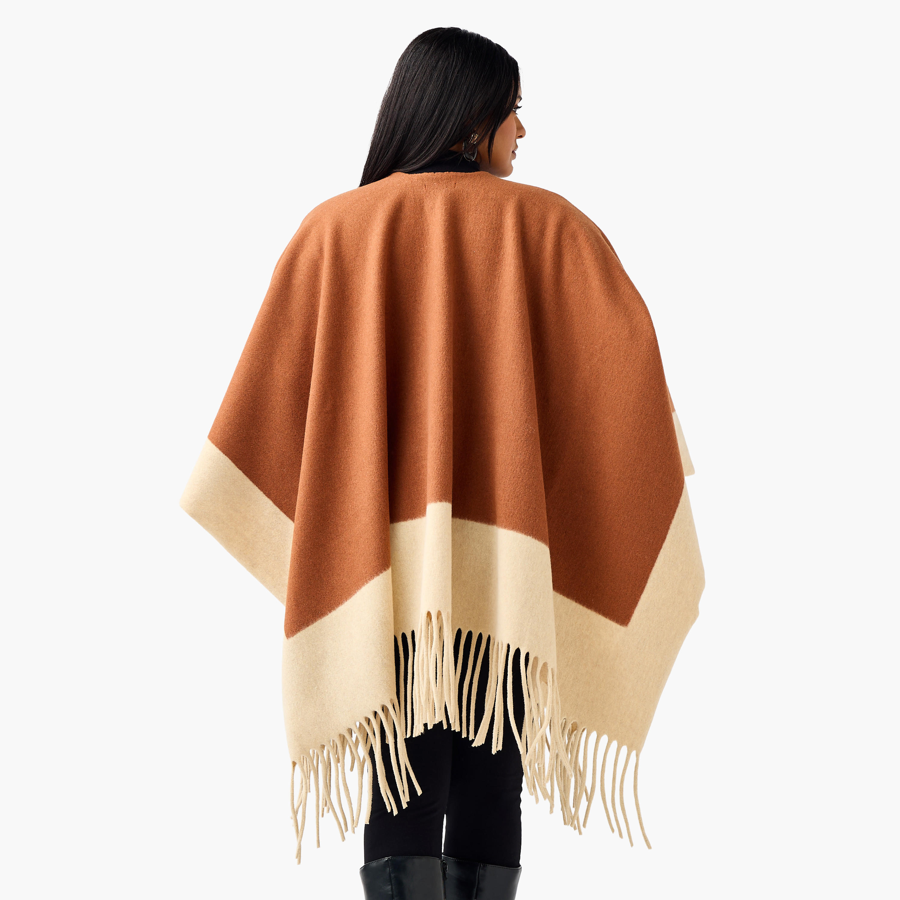بونشو واسع بقصة مريحة مع حافة بشراشيب من أولا بوبكن-women-winterwear-cardigansandjumpers-cardigans-image-2