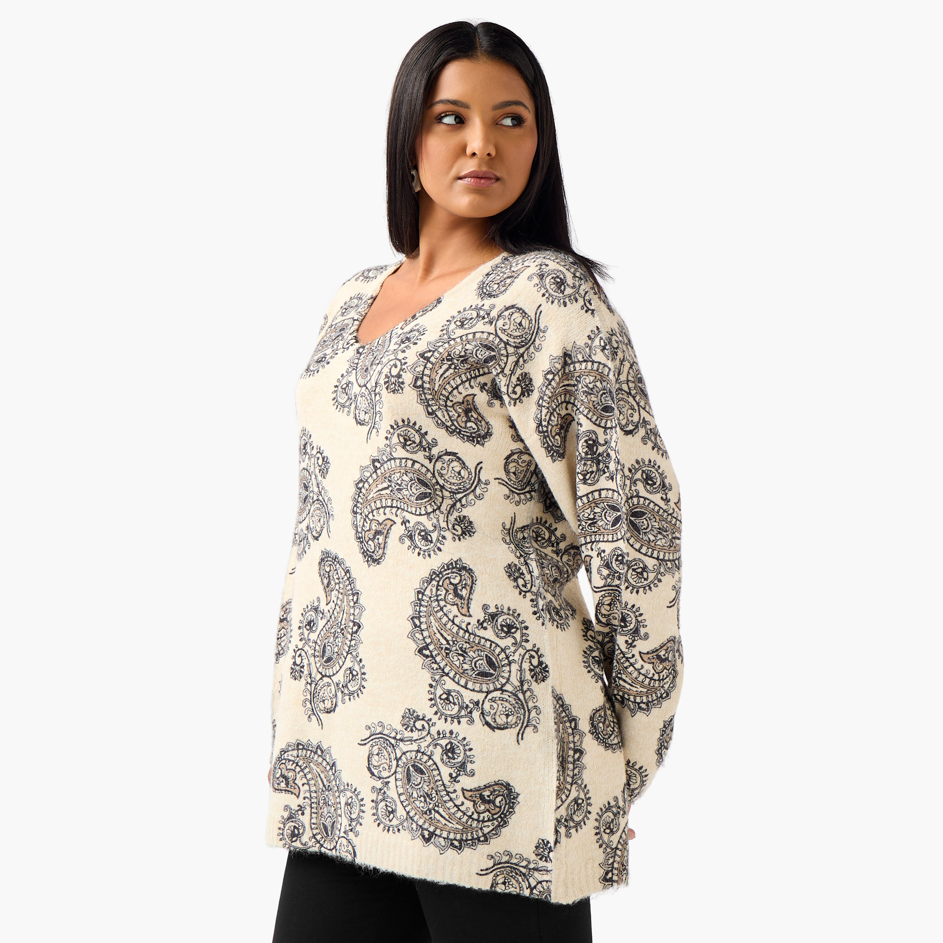 كنزة بياقة على شكل V وطبعات بيزلي من أولا بوبكن-women-clothing-cardigansandjumpers-cardigans-image-5