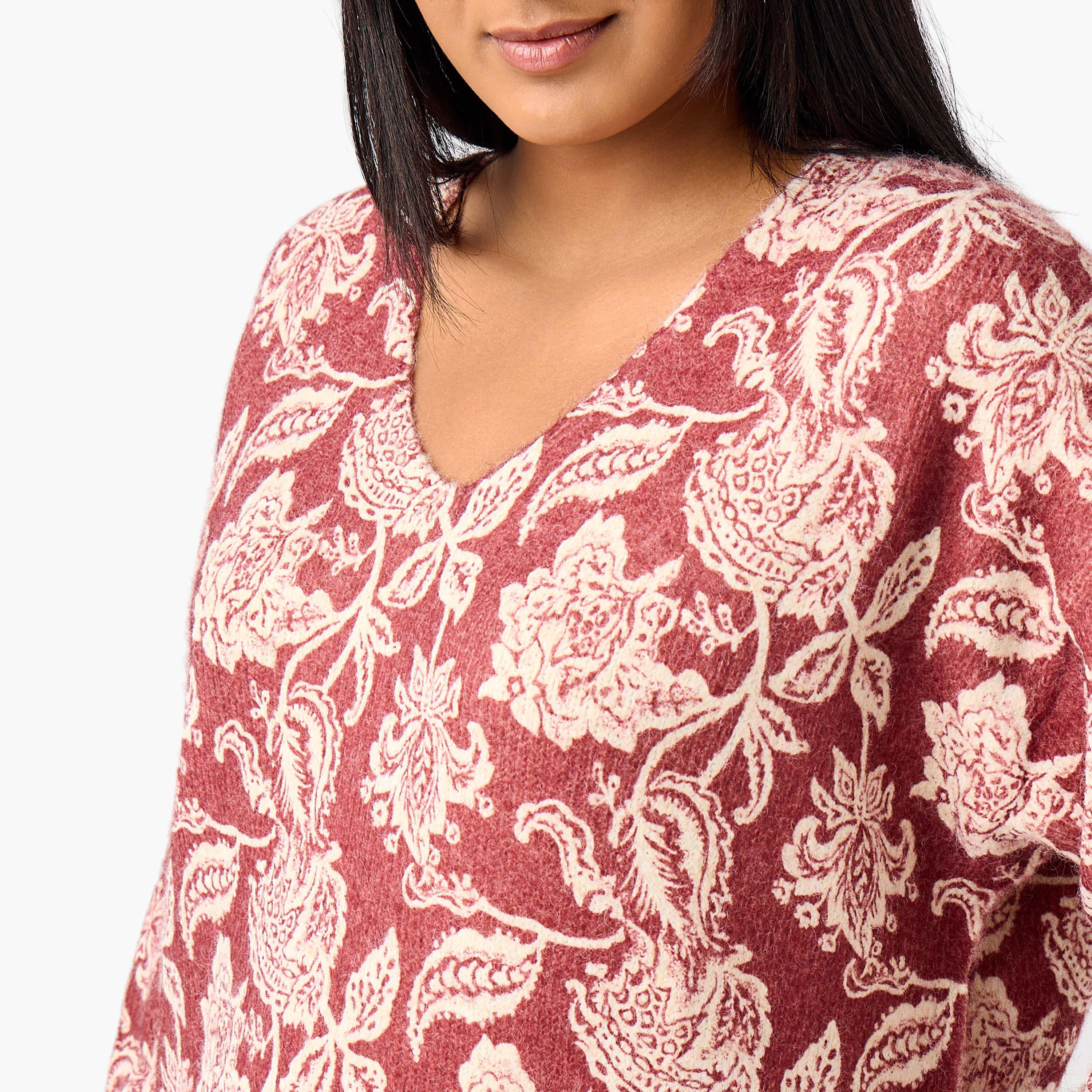 Ulla Popken Paisley Print V-neck Sweater-women-clothing-cardigansandjumpers-cardigans-image-5