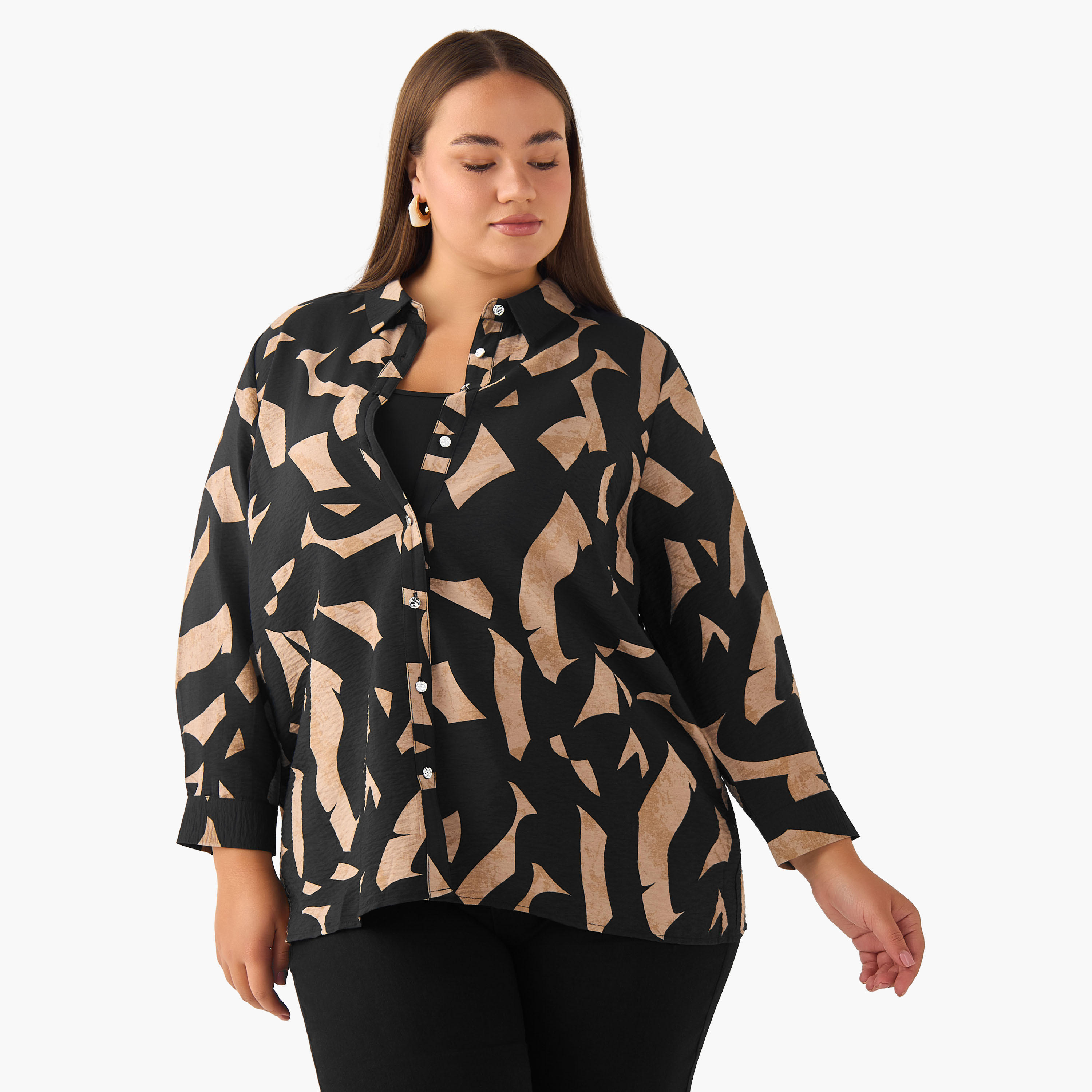 Ulla Popken Regular Fit Viscose Shirt with Abstract Print-women-clothing-shirtsandblouses-shirts-image-1