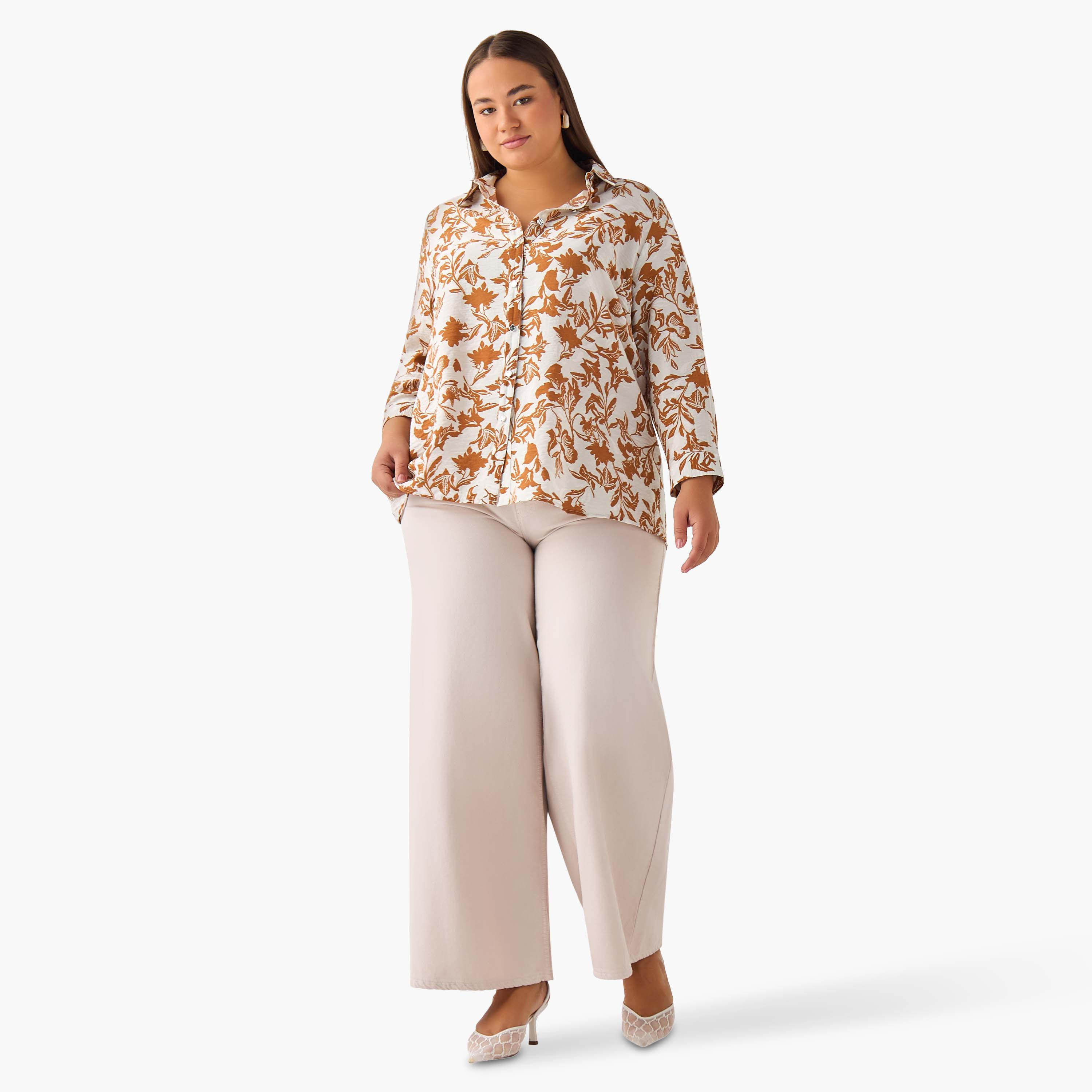 Ulla Popken Regular Fit Viscose Shirt with Floral Print-women-clothing-shirtsandblouses-shirts-image-2