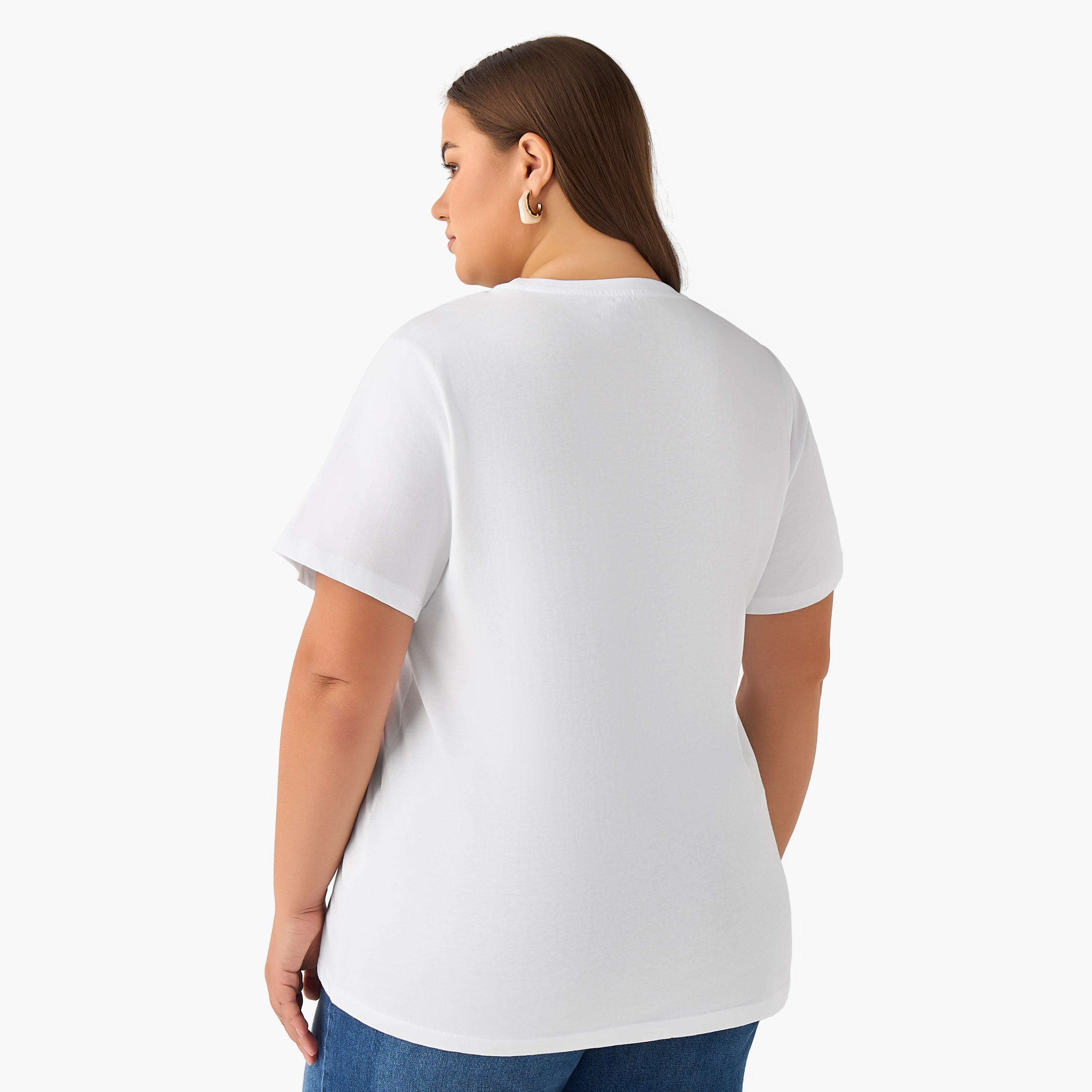 Ulla Popken Regular Fit Cotton T-shirt with Floral Sequins-women-clothing-tshirts-image-3