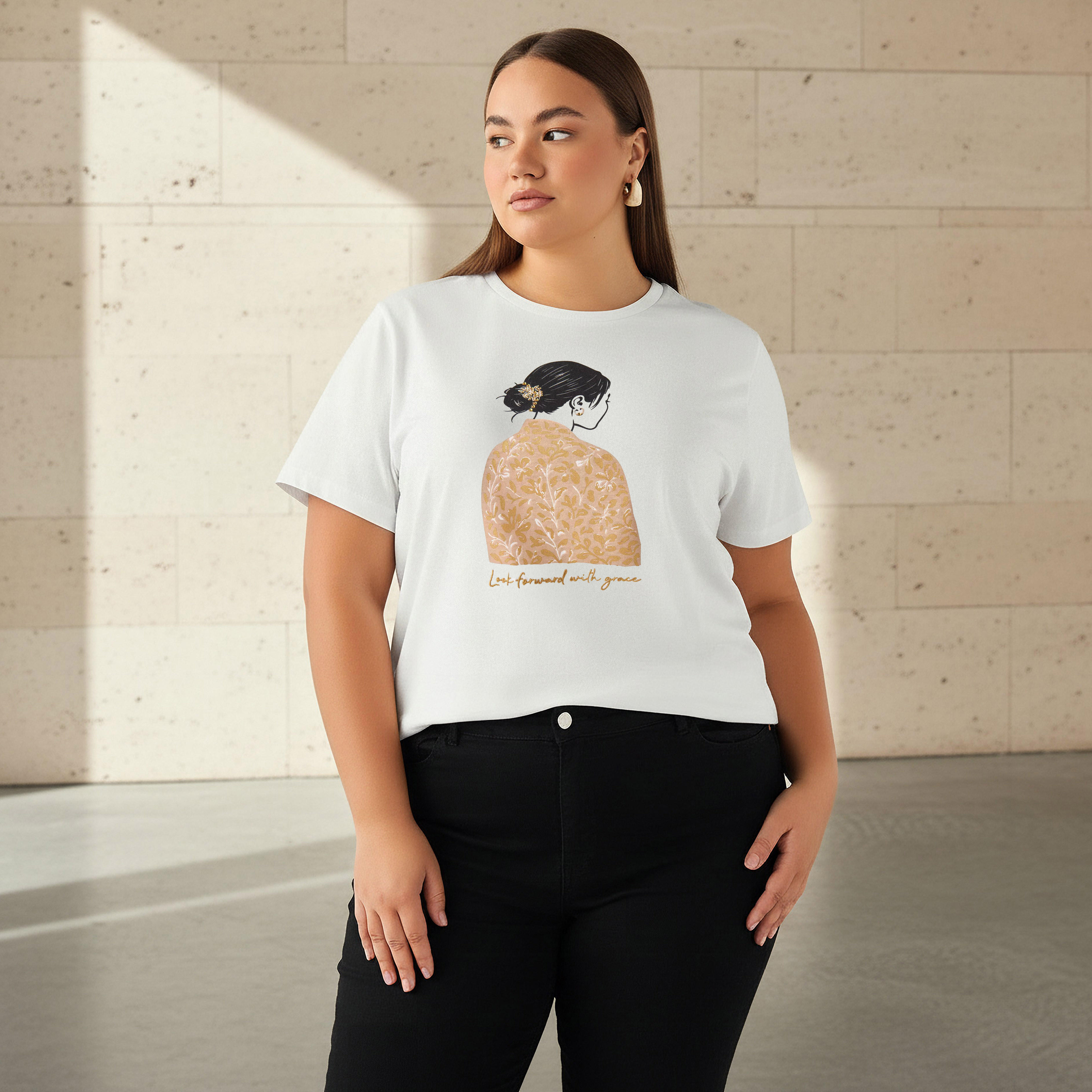 Ulla Popken Relaxed Fit Cotton T-shirt with Graphic Print-women-clothing-tshirts-image-1