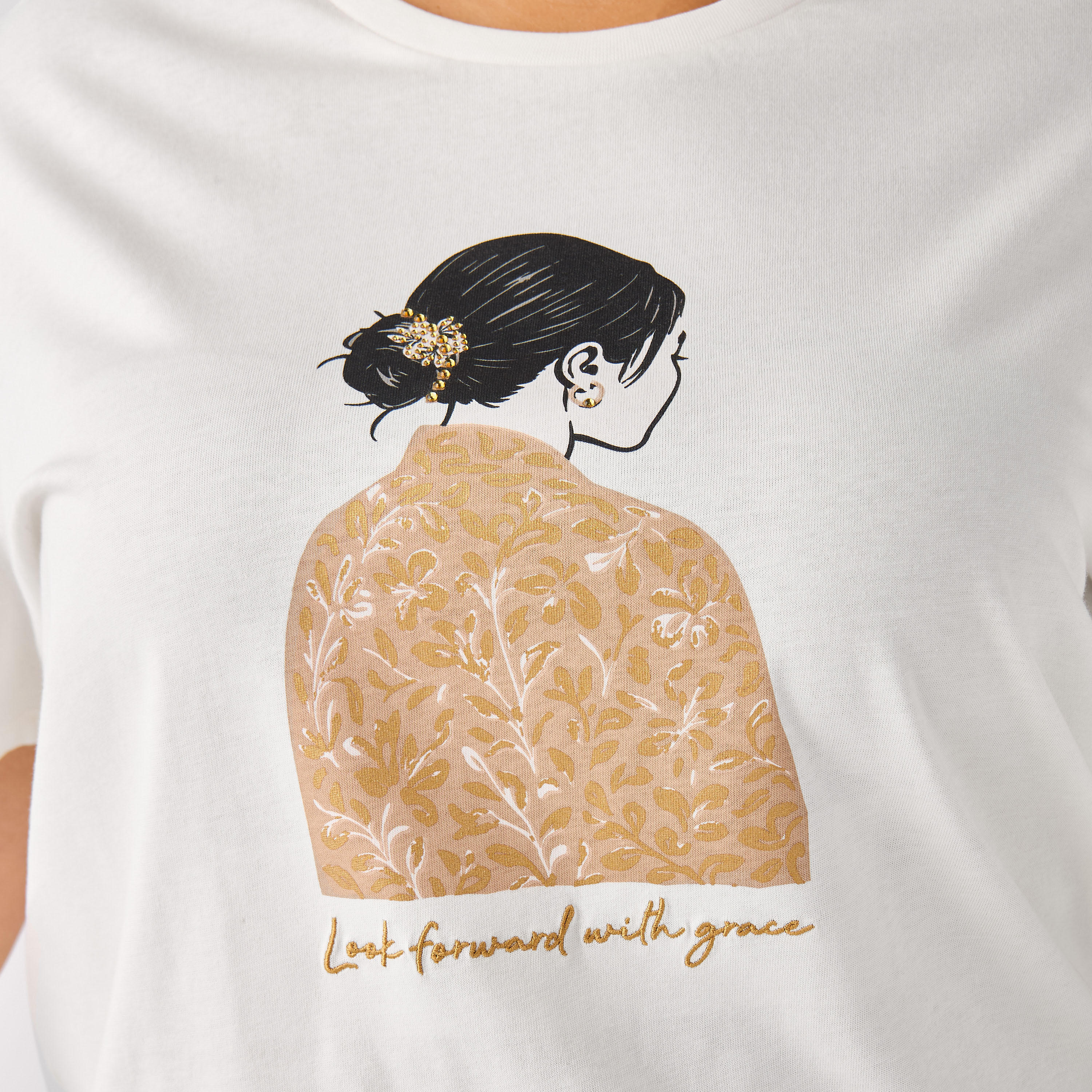 Ulla Popken Relaxed Fit Cotton T-shirt with Graphic Print-women-clothing-tshirts-image-5