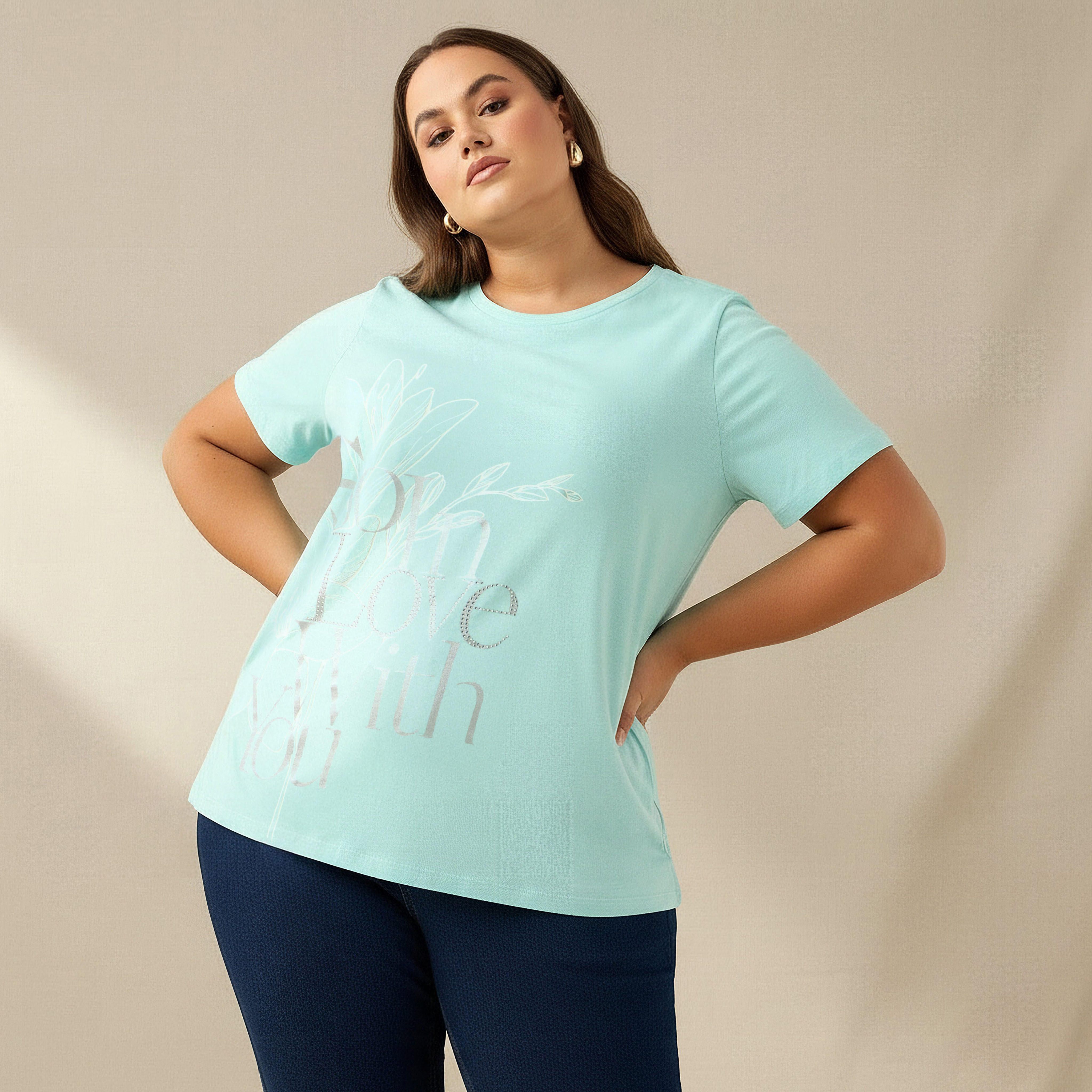 Ulla Popken Relaxed Fit T-shirt with Floral Print-women-clothing-tshirts-image-1