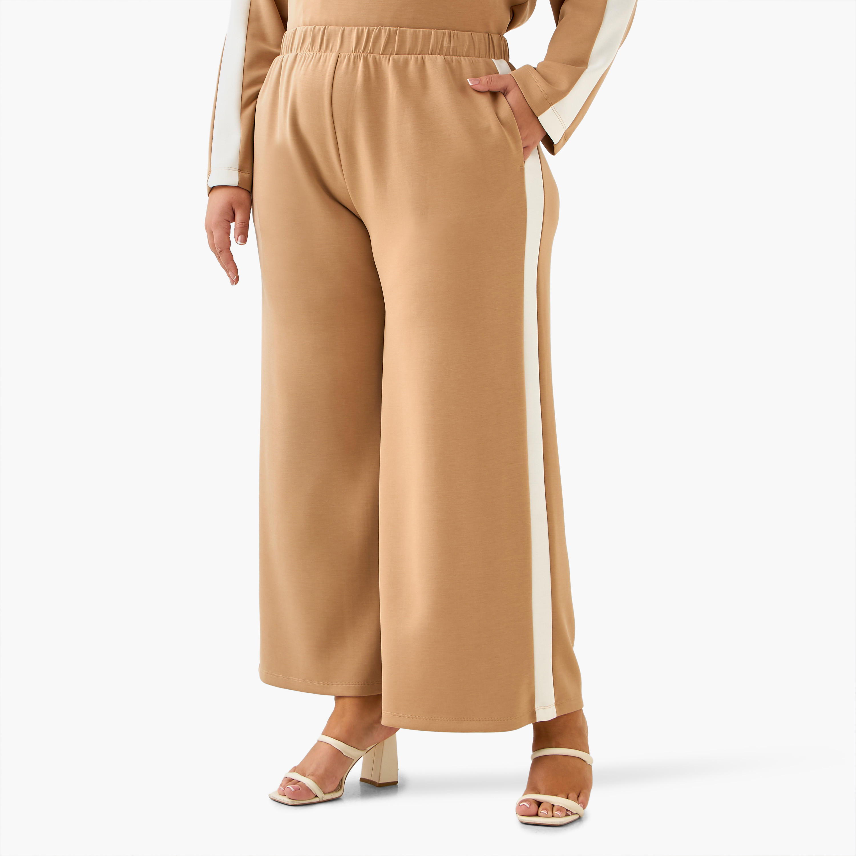 بنطلون واسع الساقين وتفاصيل شريط من أولا بوبكين-women-clothing-coordsets-image-2
