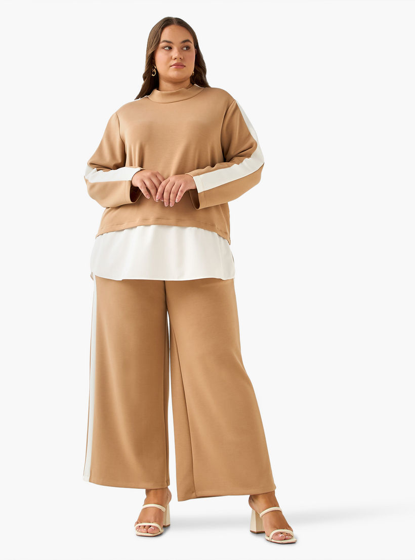 بنطلون واسع الساقين وتفاصيل شريط من أولا بوبكين-women-clothing-coordsets-image-3