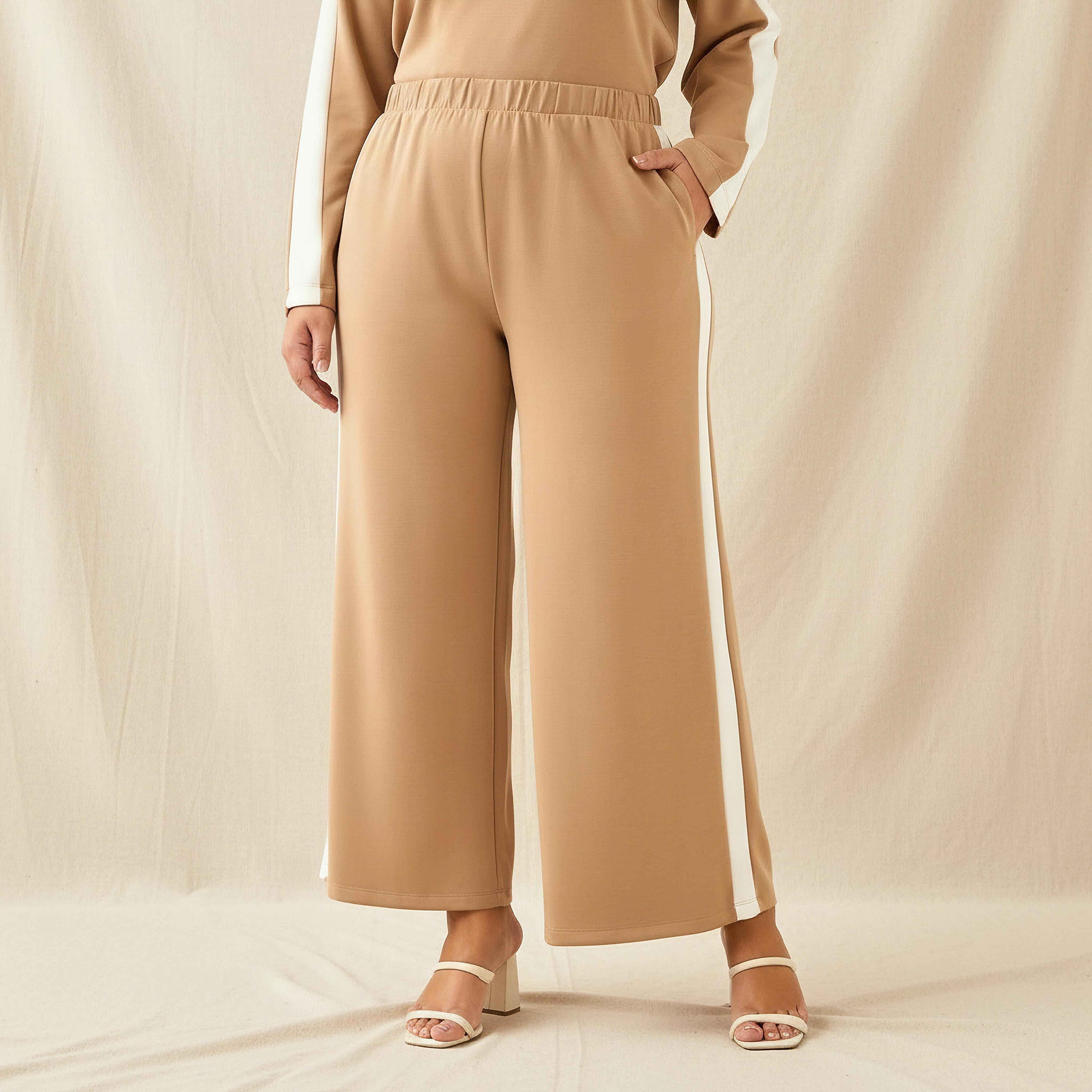 بنطلون واسع الساقين وتفاصيل شريط من أولا بوبكين-women-clothing-coordsets-image-1