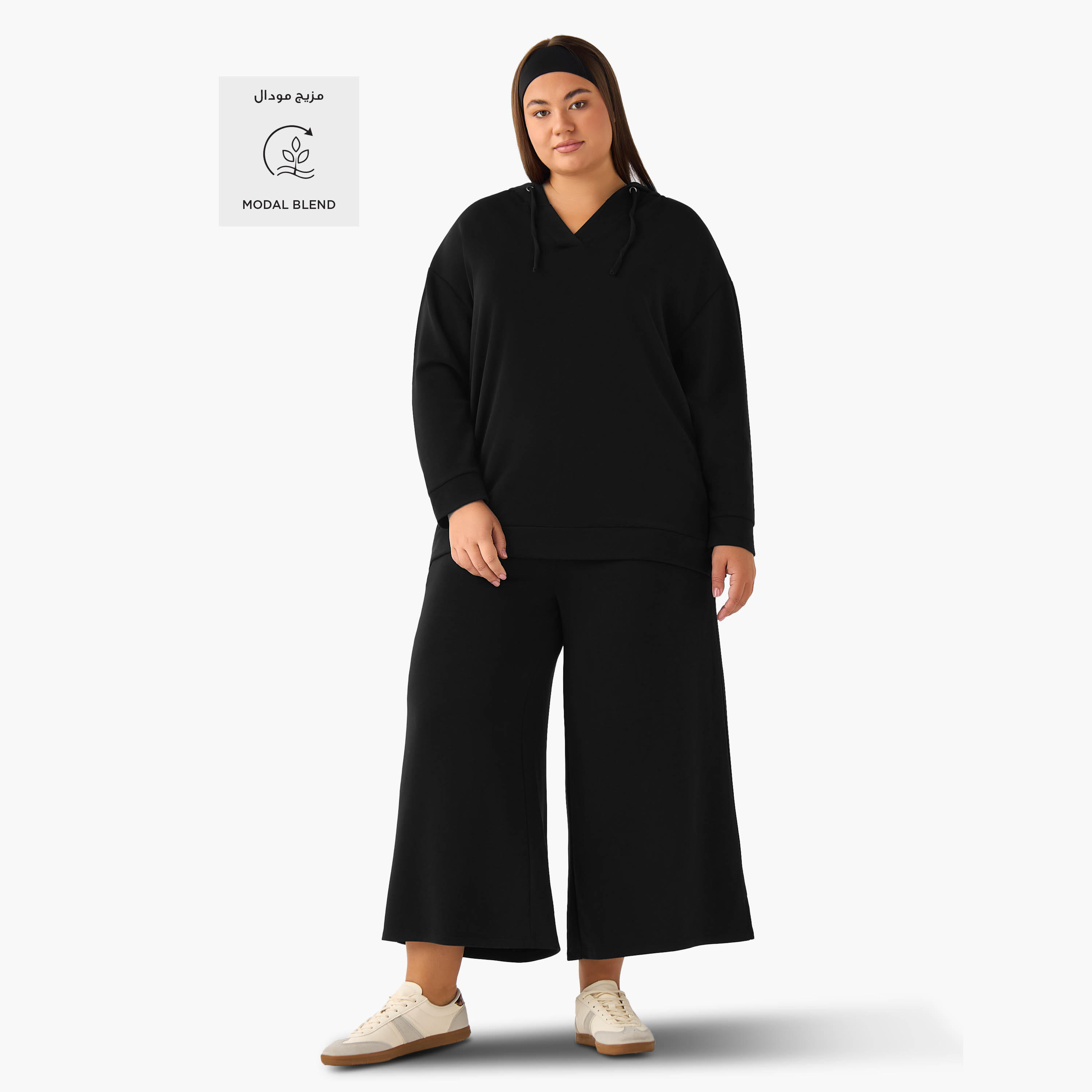 بنطلون واسع الساقين بخصر مطاطي وقصة مريحة من أولا بوبكين-women-clothing-coordsets-image-2