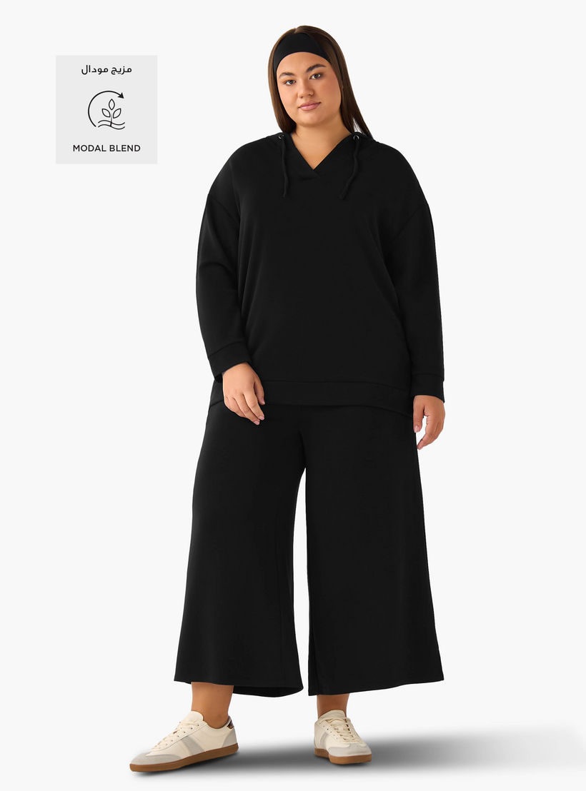 بنطلون واسع الساقين بخصر مطاطي وقصة مريحة من أولا بوبكين-women-clothing-coordsets-image-2