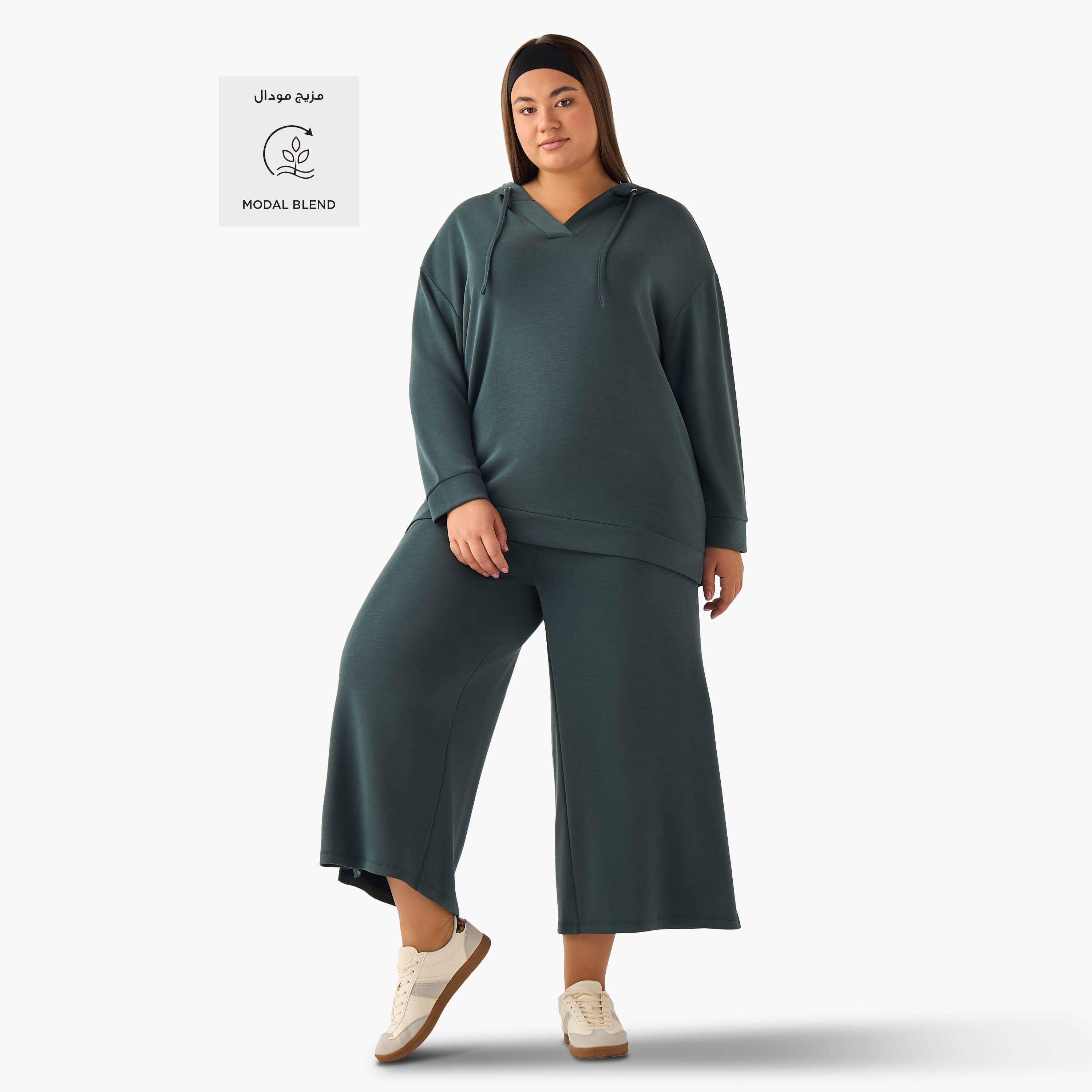 بنطلون واسع الساقين بخصر مطاطي وقصة مريحة من أولا بوبكين-women-clothing-coordsets-image-2