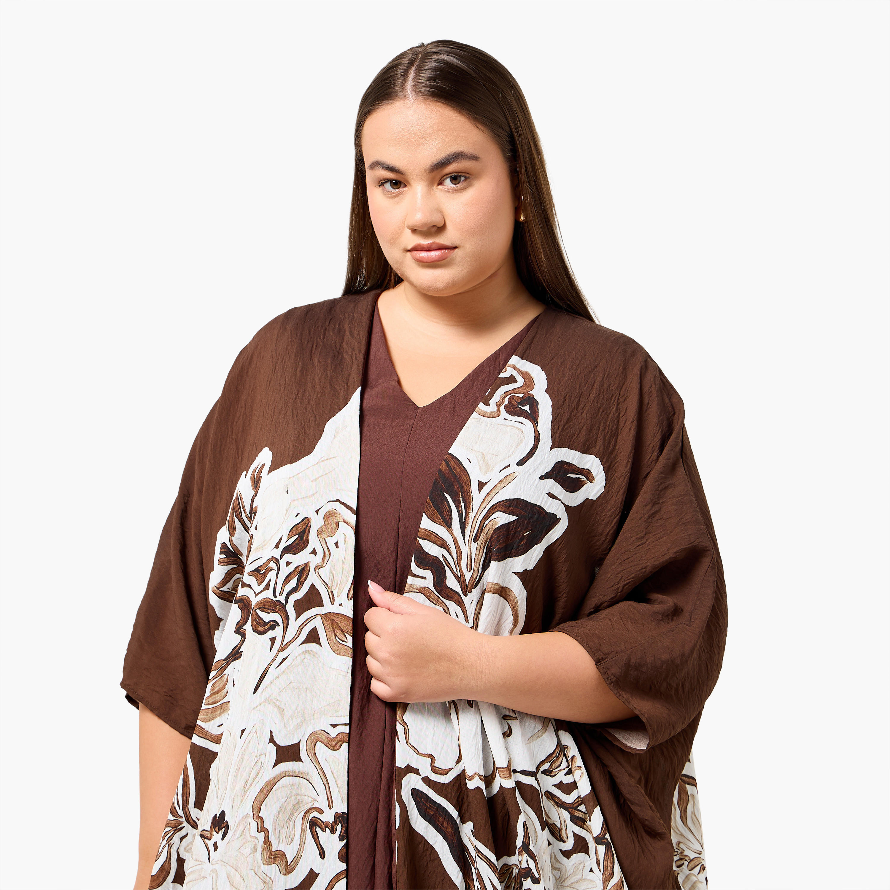 Ulla Popken Plus Size Textured A-line Dress with Shrug-women-clothing-coordsets-image-5