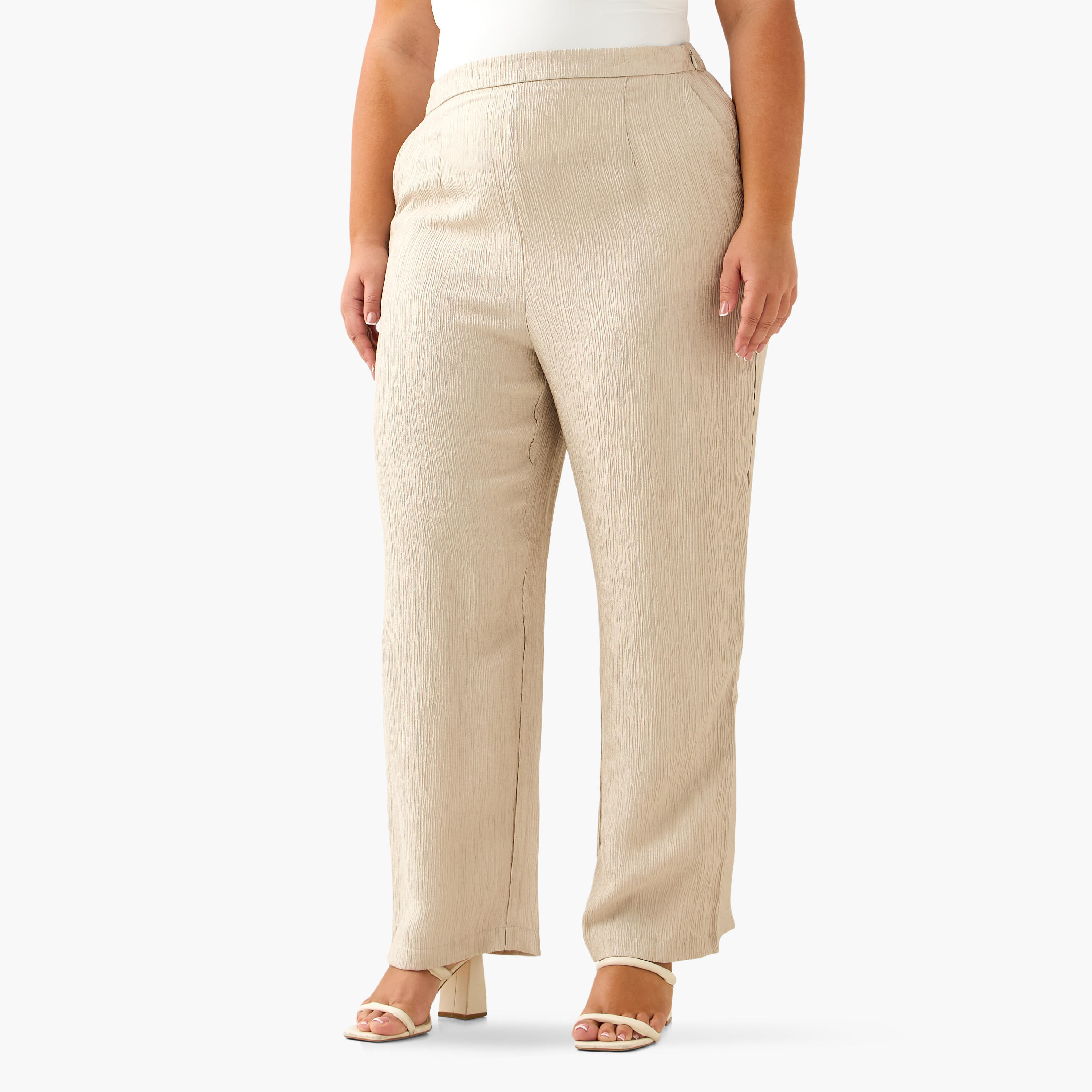 بنطلون بارز الملمس بقصّة مستقيمة من أولا بوبكن-women-clothing-coordsets-image-5