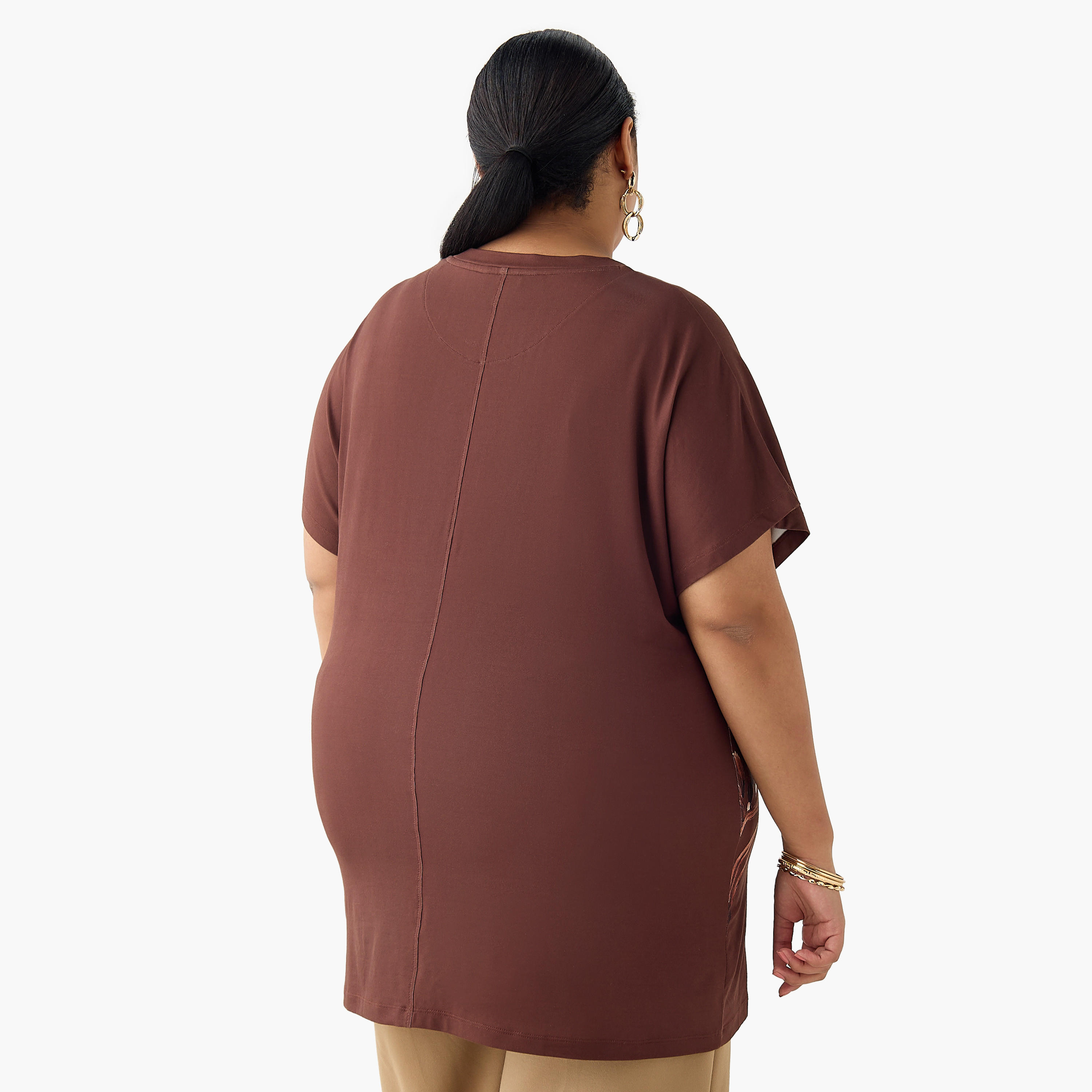 Ulla Popken Relaxed Fit T-shirt with Bead Embellished Detail-women-clothing-tshirts-image-4
