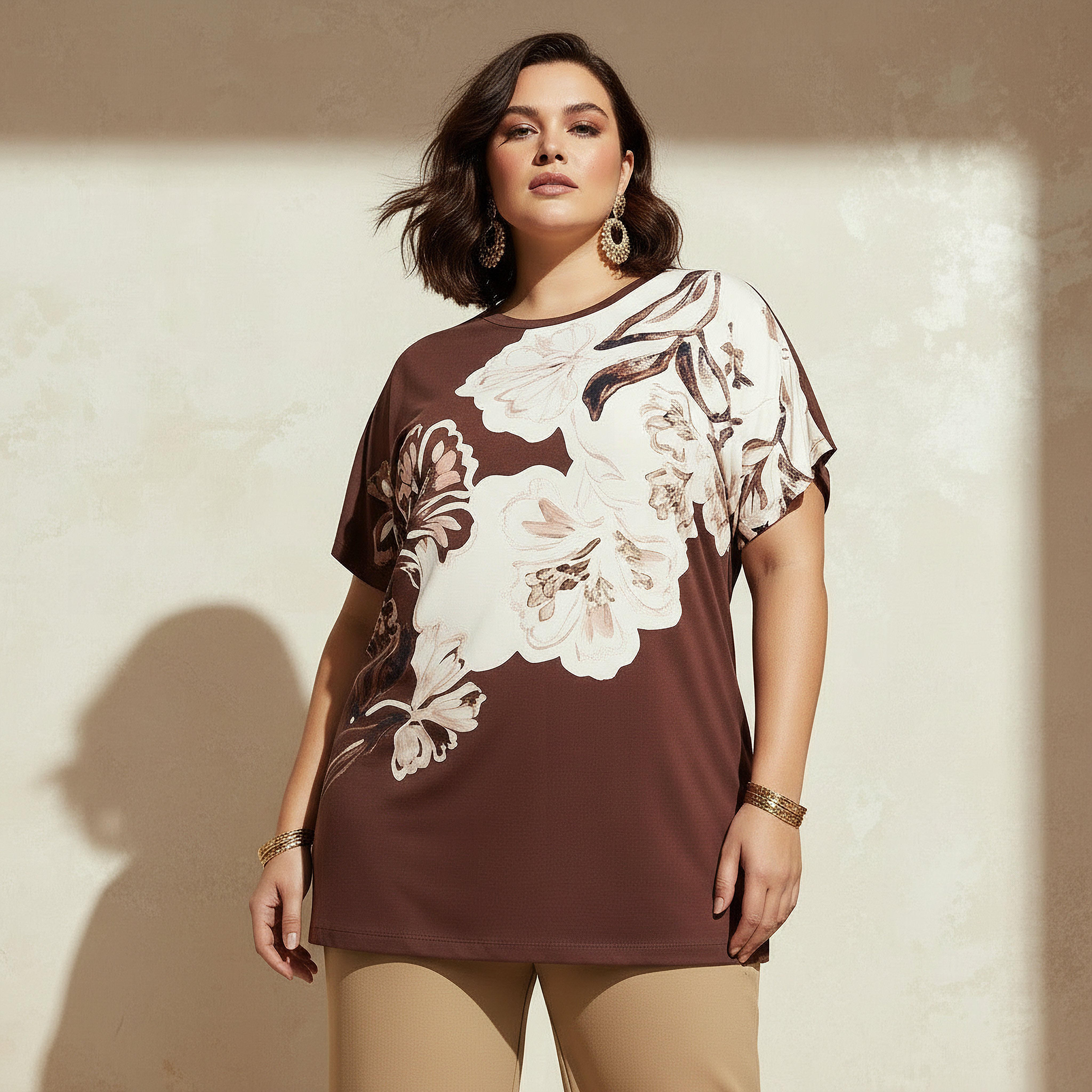 Ulla Popken Relaxed Fit T-shirt with Bead Embellished Detail-women-clothing-tshirts-image-1