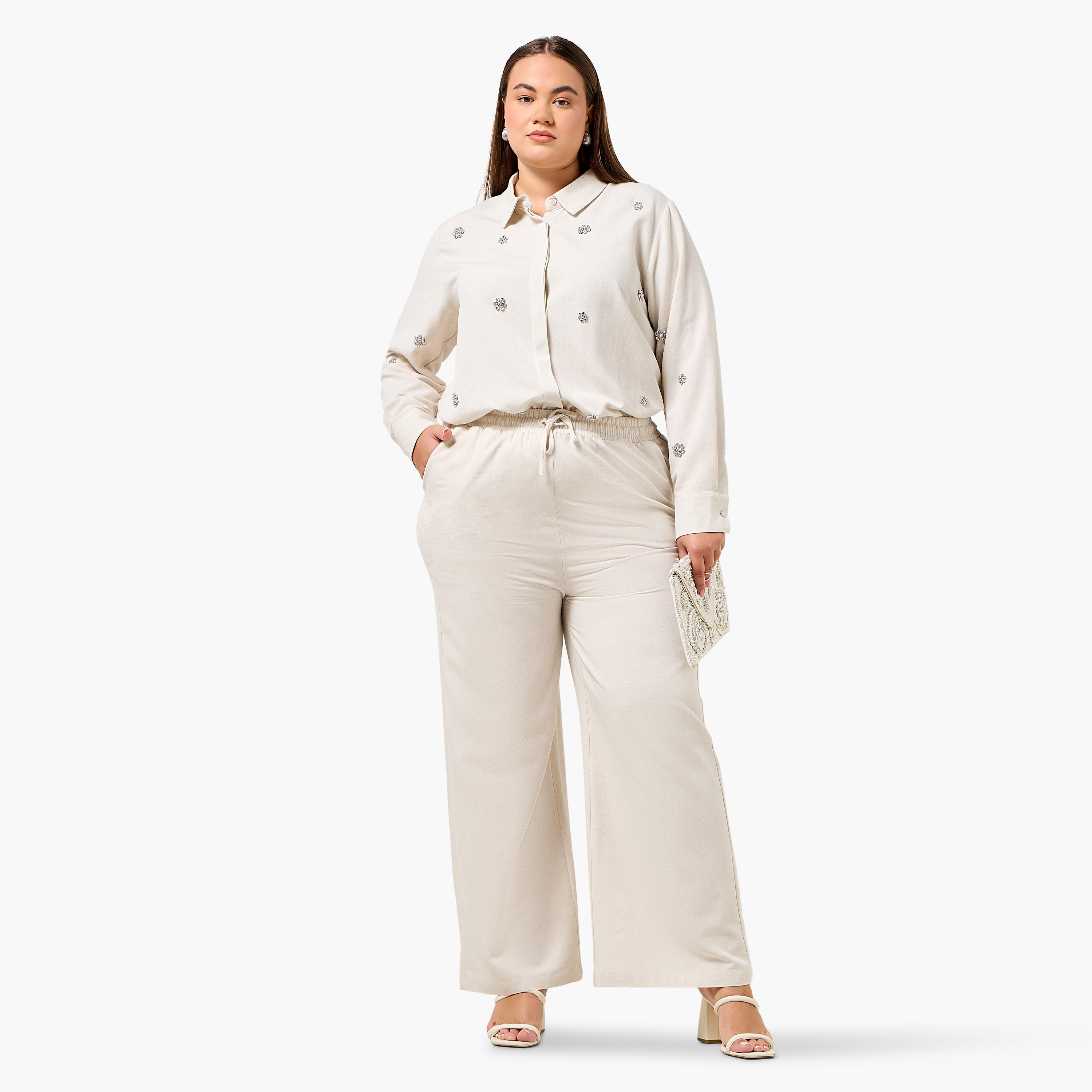 Ulla Popken Flexi Waist Linen Blend Pants-women-clothing-coordsets-image-5
