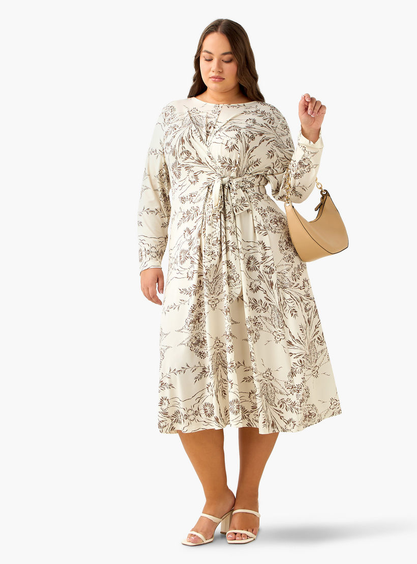 فستان إيه لاين ميدي بعقدة وطبعات الزهور من أولا بوبكين-women-clothing-dresses-image-3