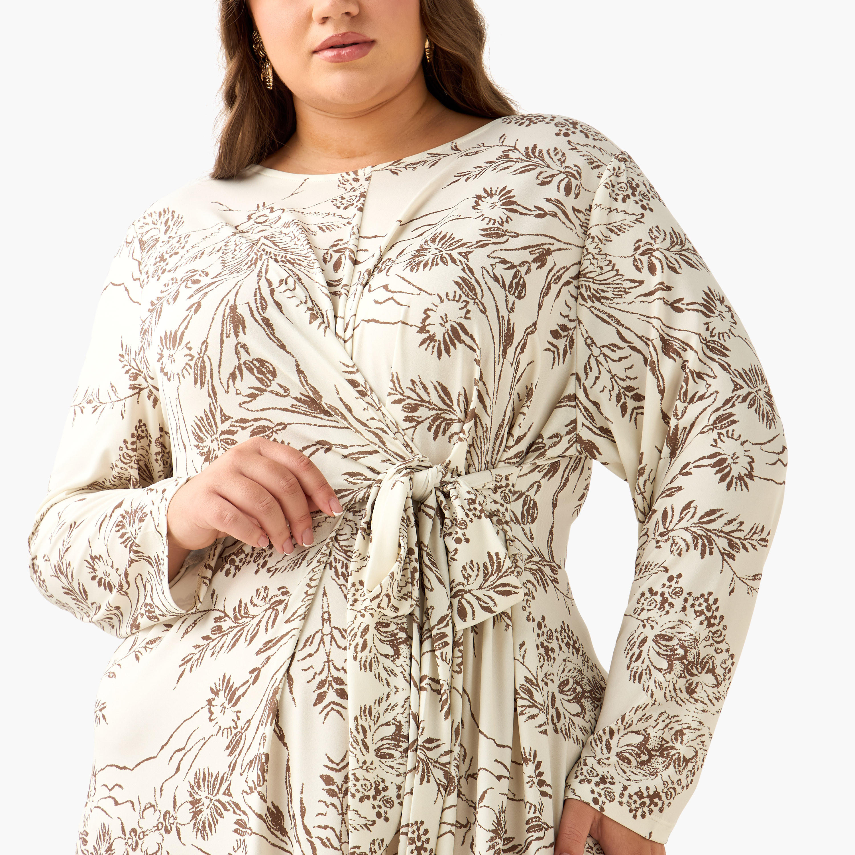 فستان إيه لاين ميدي بعقدة وطبعات الزهور من أولا بوبكين-women-clothing-dresses-image-5