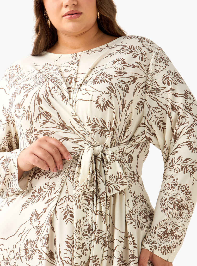 فستان إيه لاين ميدي بعقدة وطبعات الزهور من أولا بوبكين-women-clothing-dresses-image-5