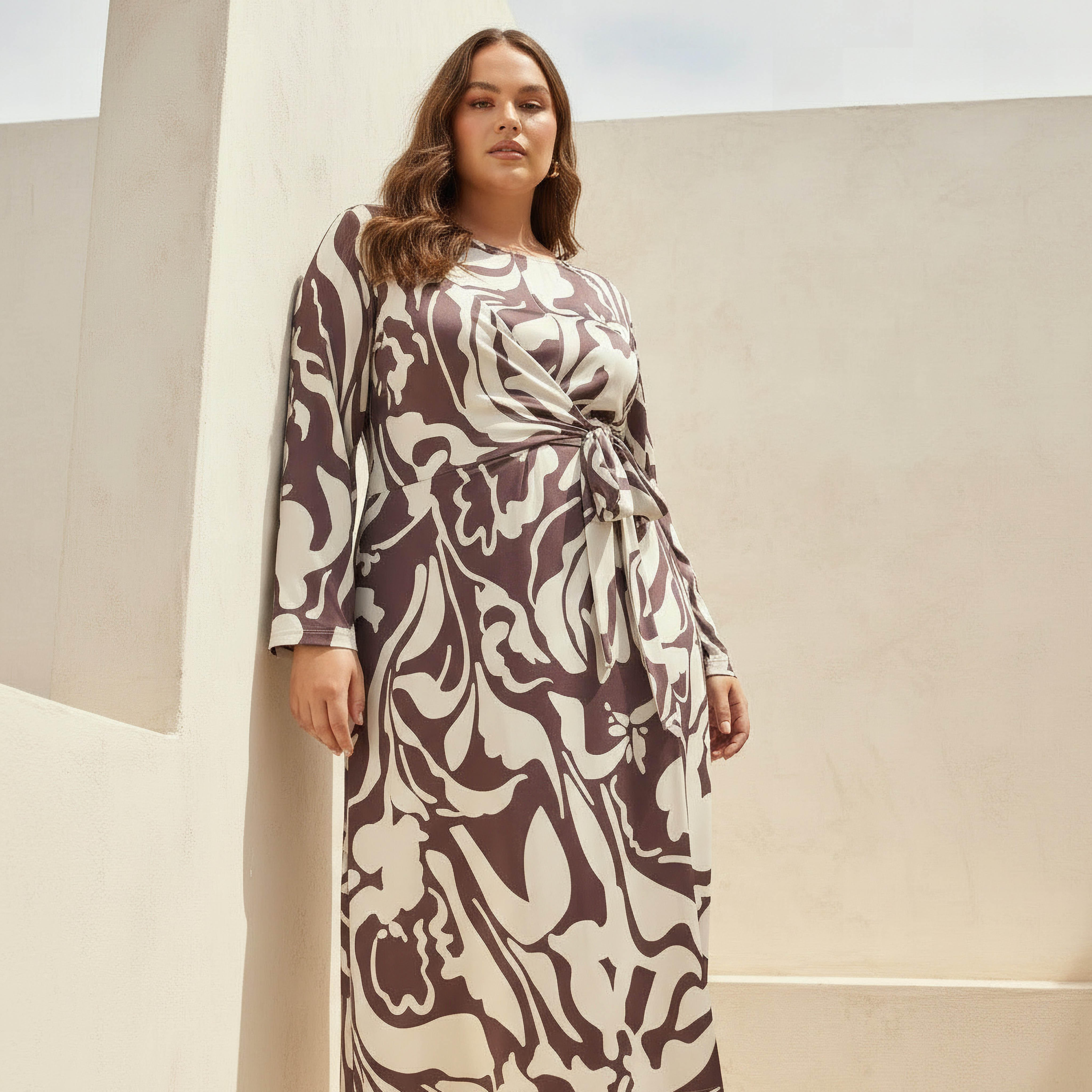 فستان إيه لاين ميدي بعقدة وطبعات الزهور من أولا بوبكين-women-clothing-dresses-image-2