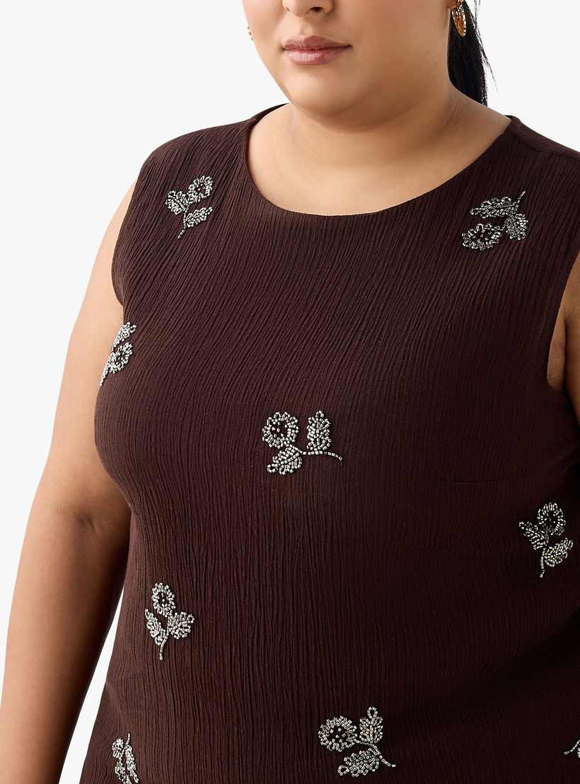 بلوزة مزيج الكتان مزينة بدون أكمام من أولا بوبكن-women-clothing-coordsets-image-7