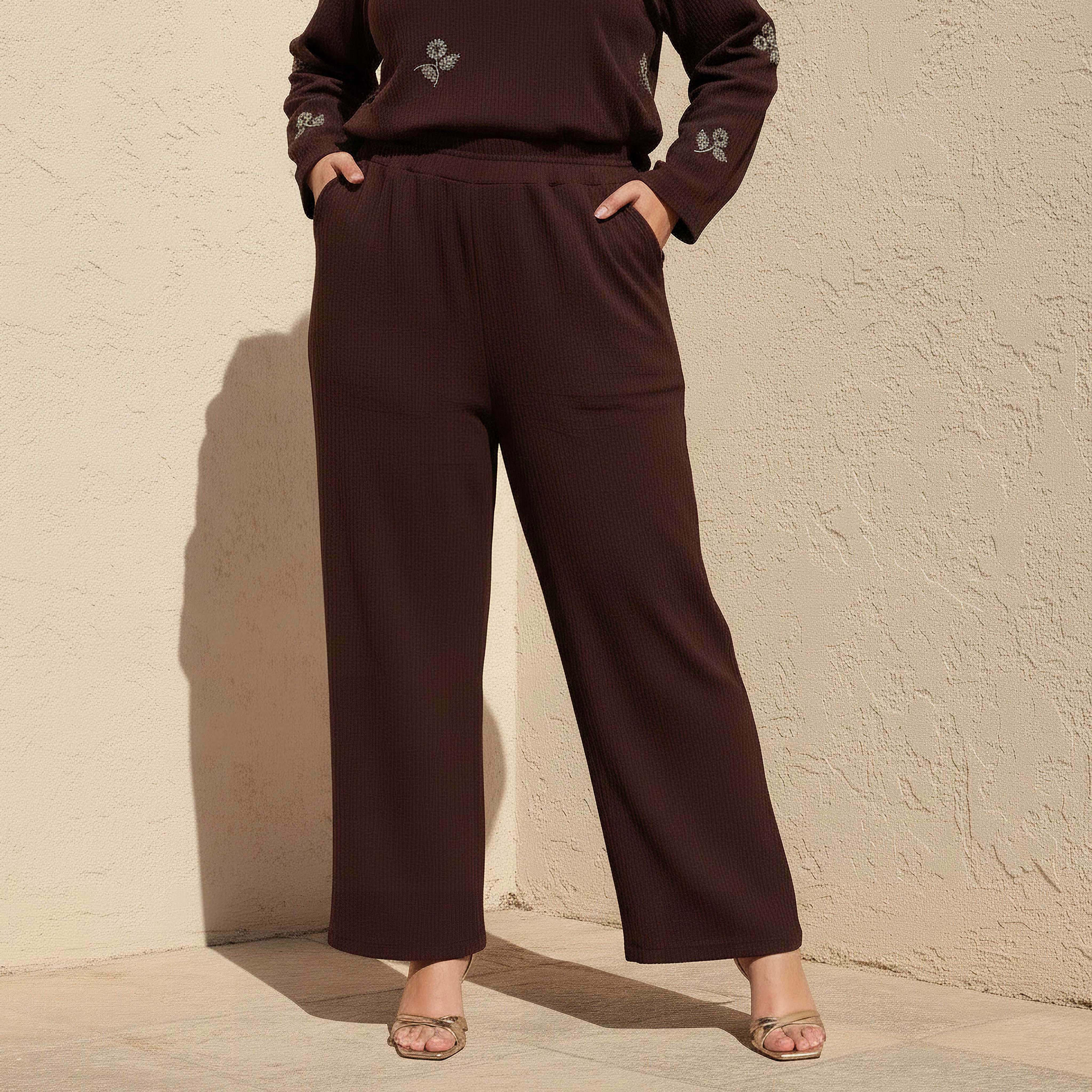 بنطلون من مزيج الكتان واسع الساقين بارز الملمس من أولا بوبكين-women-clothing-coordsets-image-7