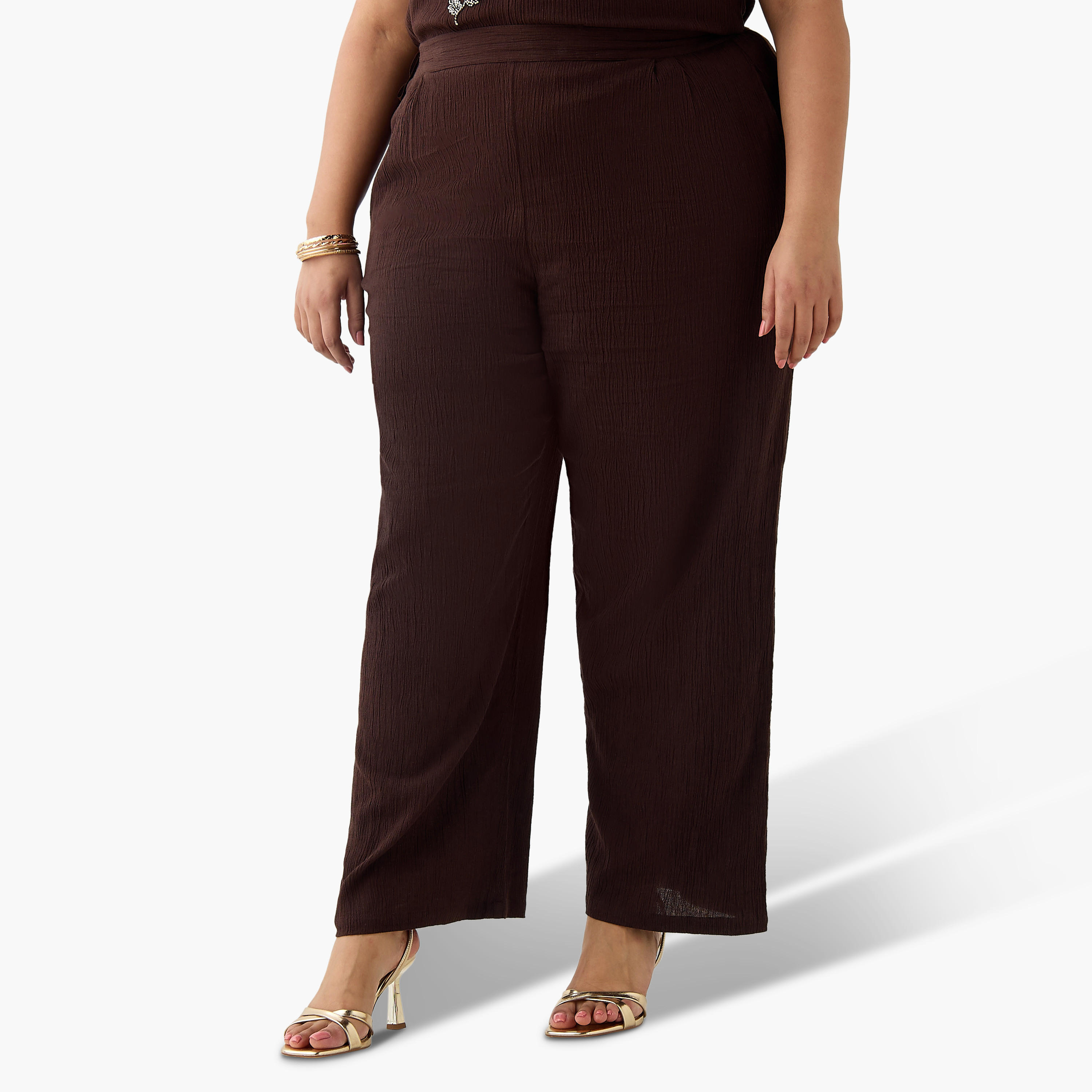 بنطلون من مزيج الكتان واسع الساقين بارز الملمس من أولا بوبكين-women-clothing-coordsets-image-4