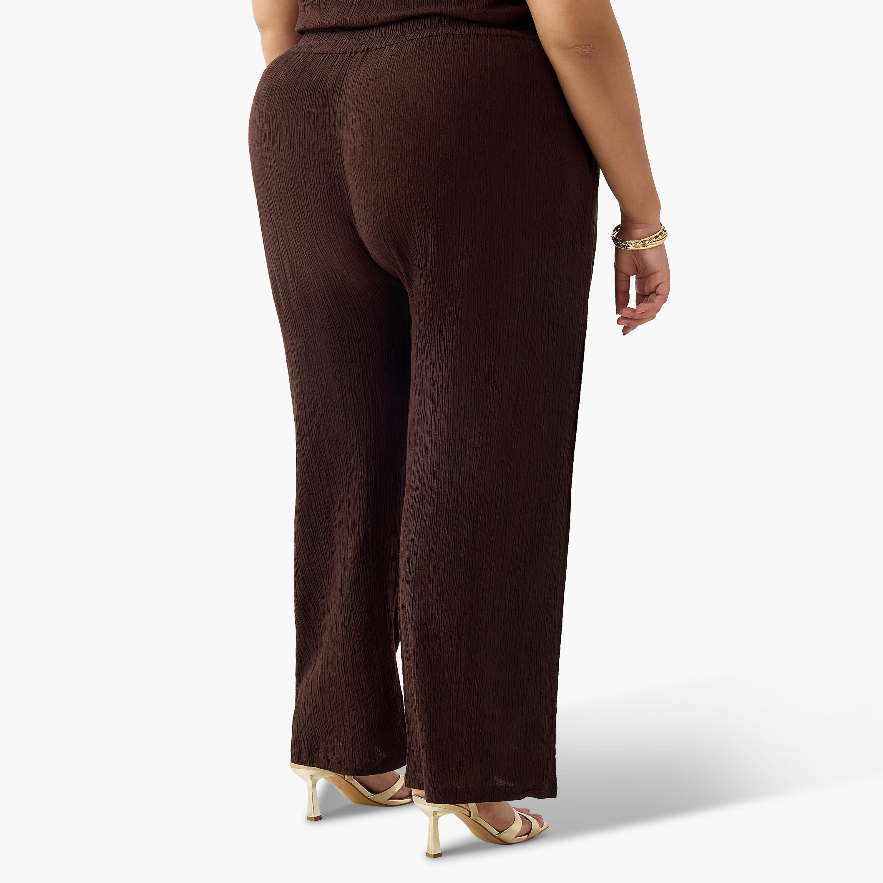 بنطلون من مزيج الكتان واسع الساقين بارز الملمس من أولا بوبكين-women-clothing-coordsets-image-2