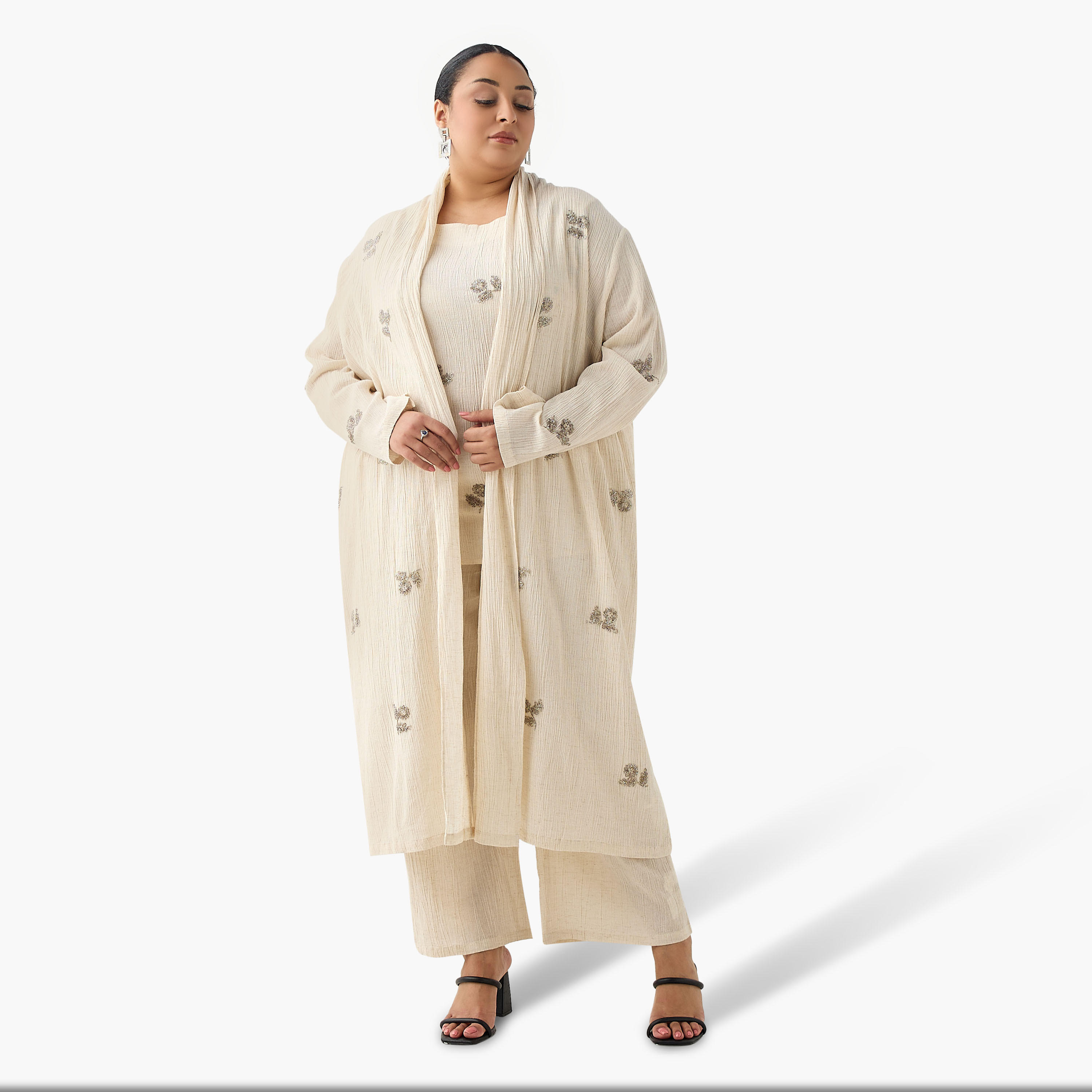 Ulla Popken Textured Wide Leg Linen Blend Pants-women-clothing-coordsets-image-4