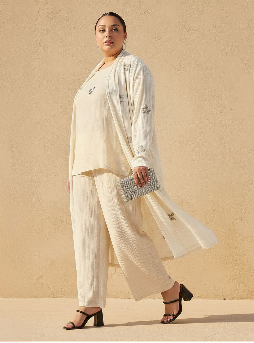 Ulla Popken Textured Wide Leg Linen Blend Pants-women-clothing-coordsets-image-2