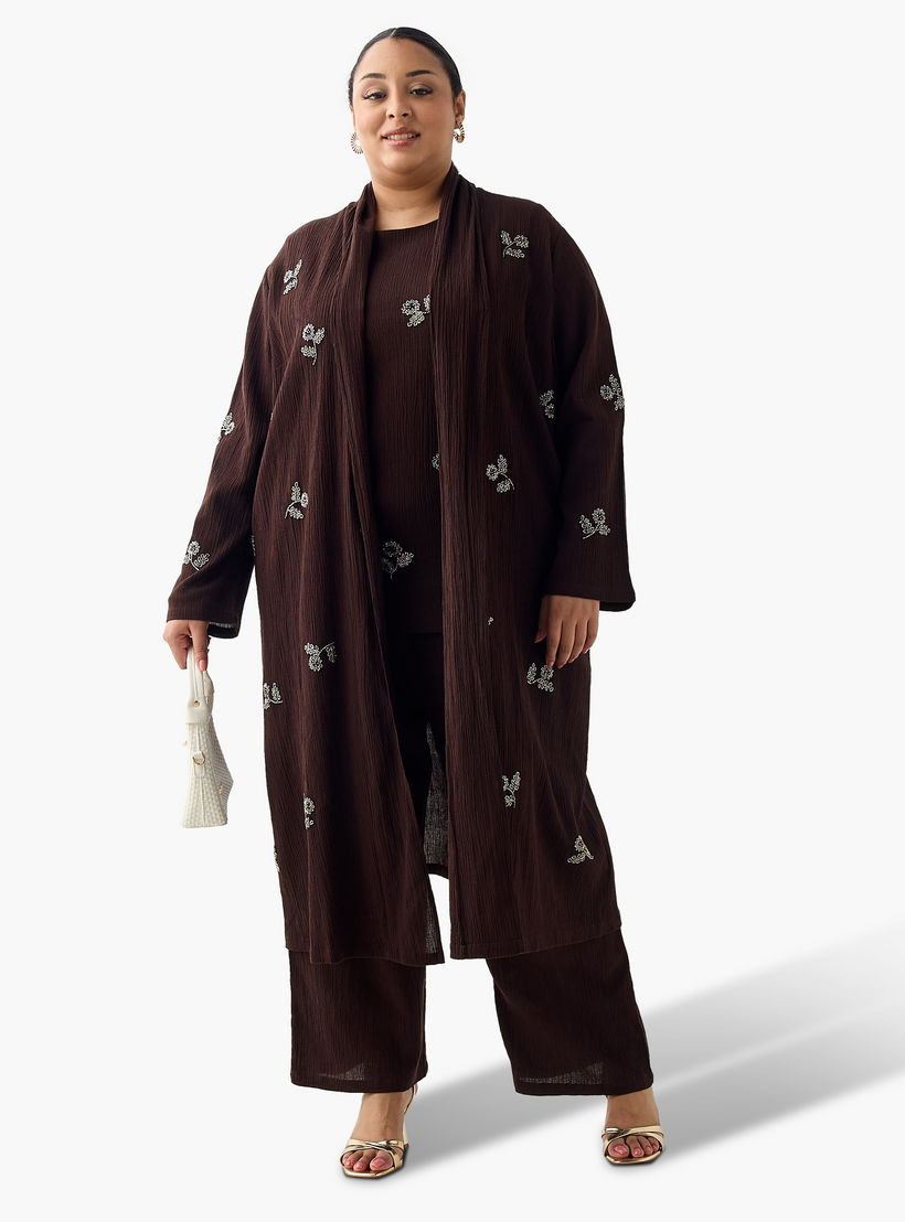 سترة طويلة من مزيج الكتان بقصّة مريحة وزخارف من أولا بوبكين-women-clothing-coordsets-image-5