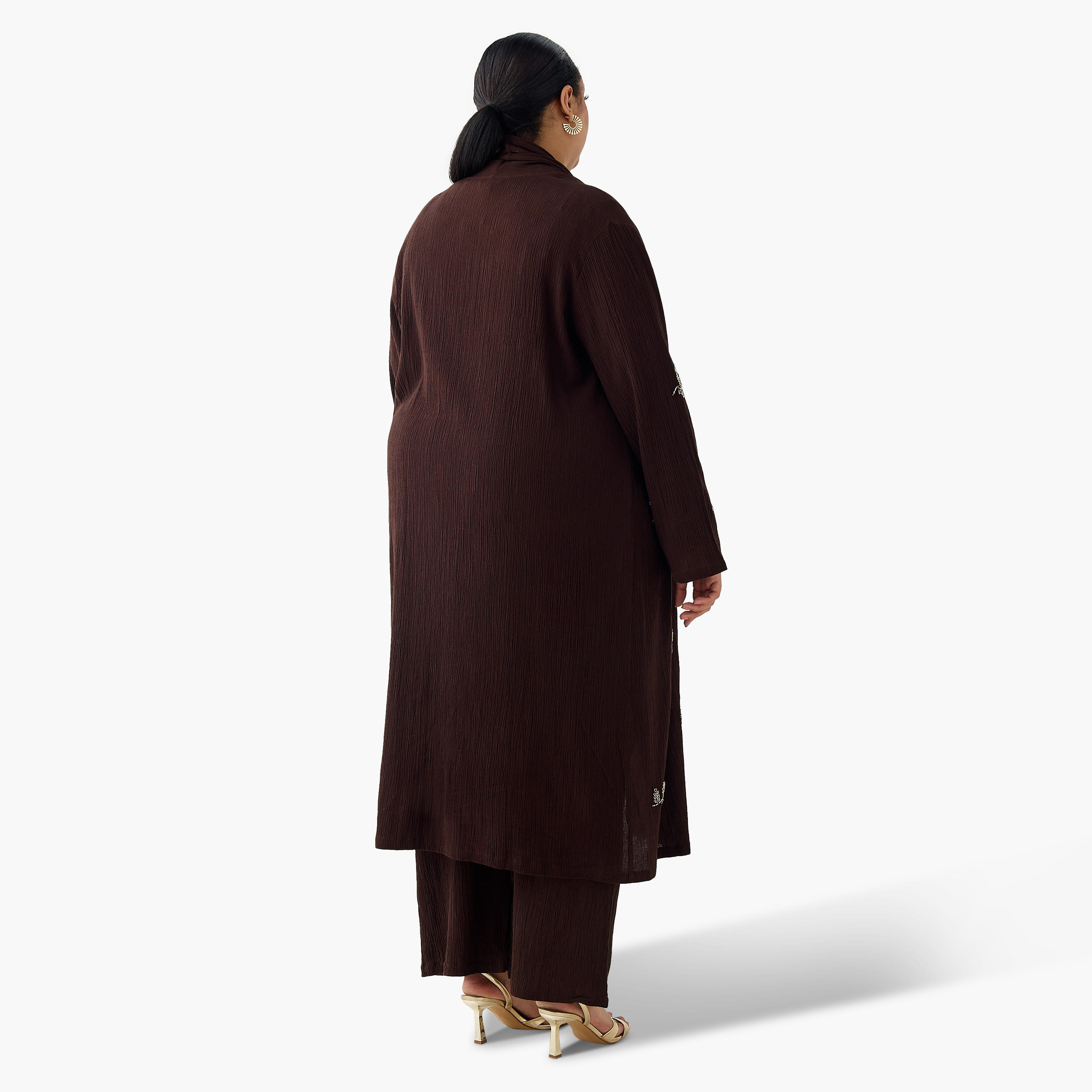 Ulla Popken Relaxed Fit Linen Blend Longline Shrug with Embellishments-women-clothing-coordsets-image-6