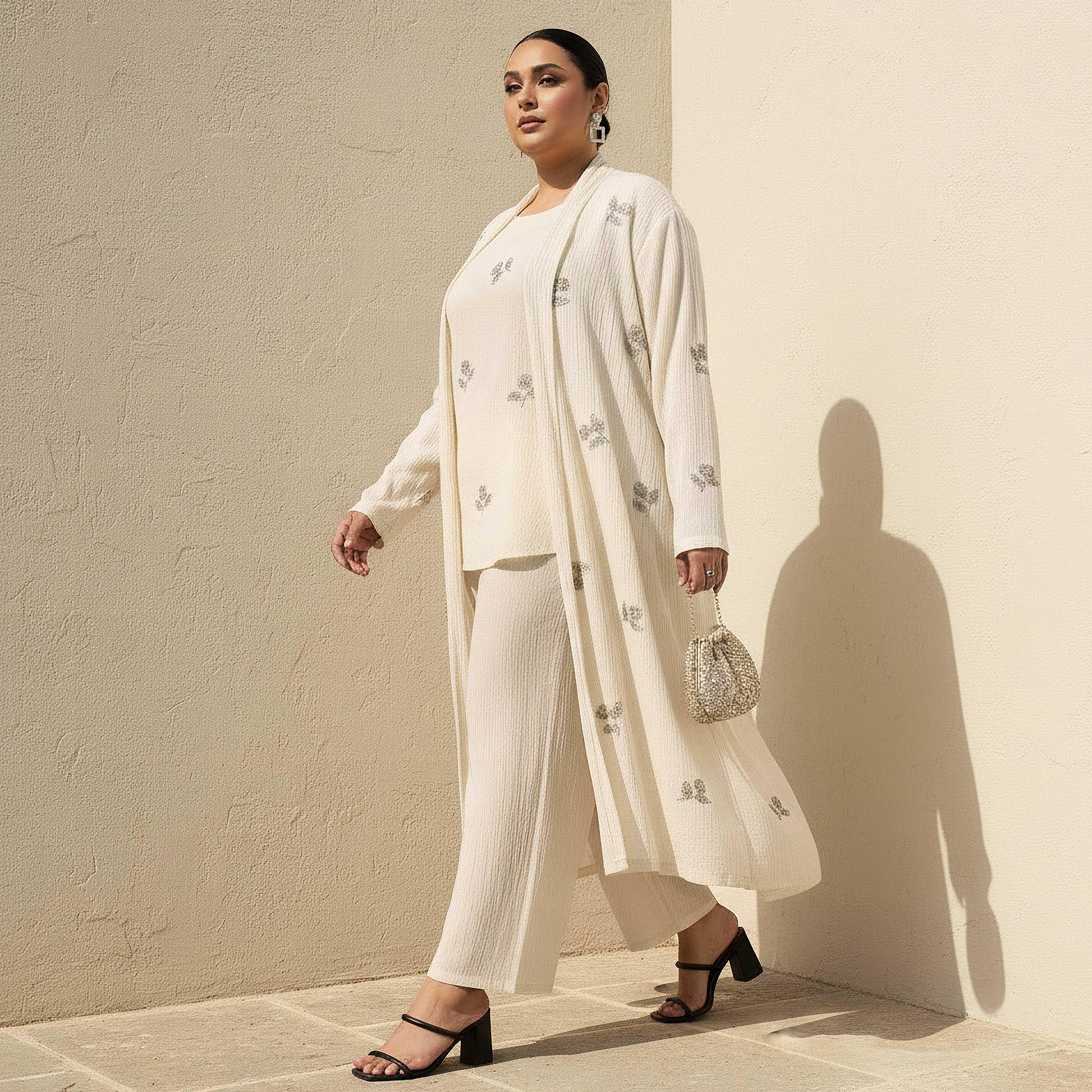Ulla Popken Relaxed Fit Linen Blend Longline Shrug with Embellishments-women-clothing-coordsets-image-3