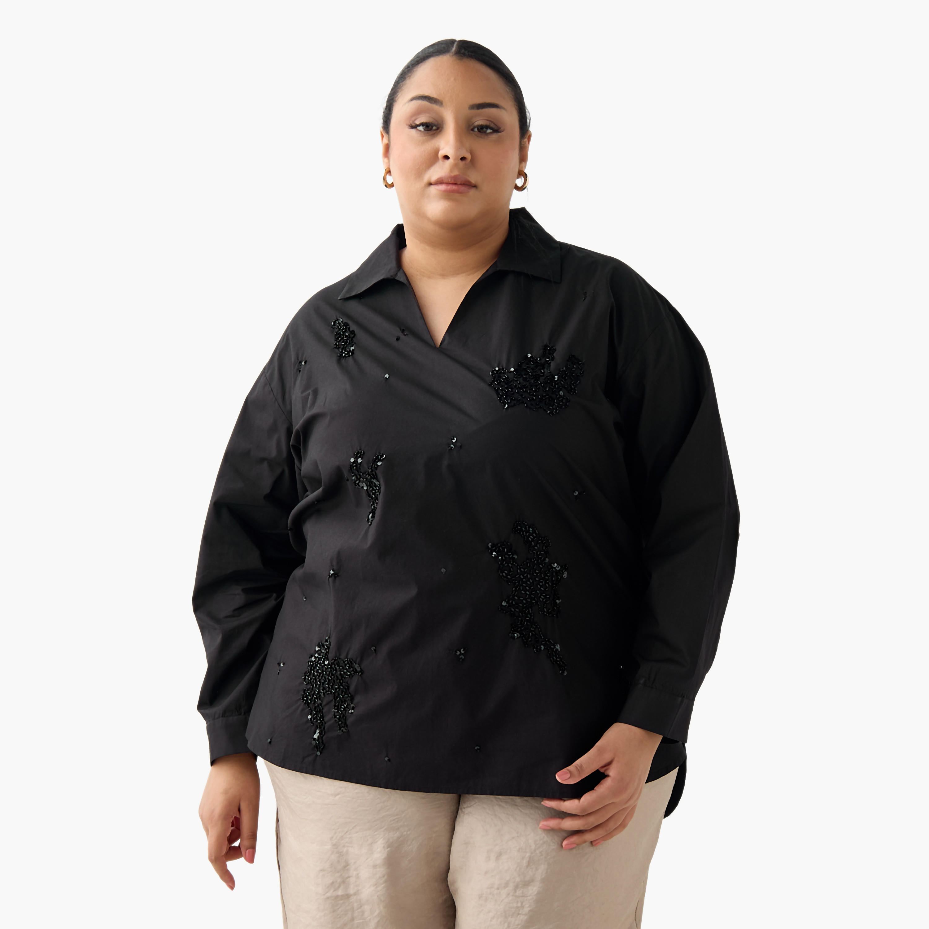 بلوزة قطن بقصة مريحة مع زينة من أولا بوبكن-women-clothing-shirtsandblouses-shirts-image-2
