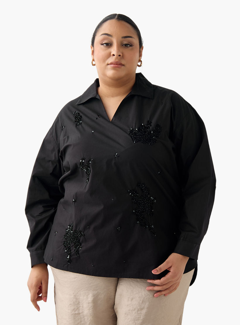 بلوزة قطن بقصة مريحة مع زينة من أولا بوبكن-women-clothing-shirtsandblouses-shirts-image-2
