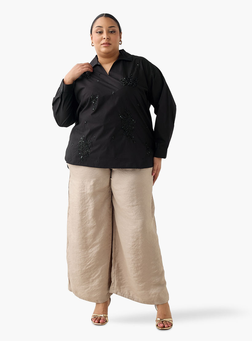 بلوزة قطن بقصة مريحة مع زينة من أولا بوبكن-women-clothing-shirtsandblouses-shirts-image-3