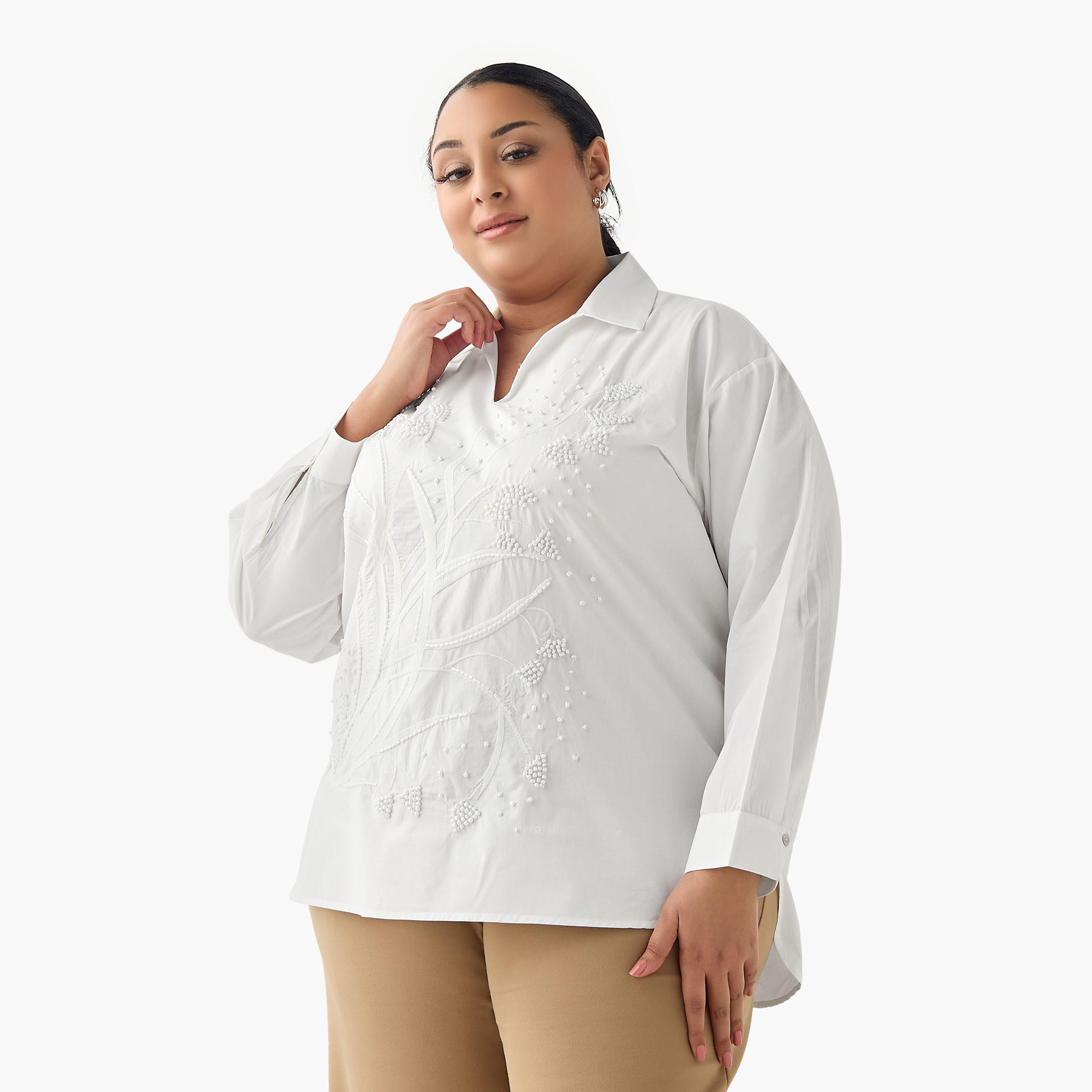 بلوزة قطن بقصة مريحة مع زينة من أولا بوبكن-women-clothing-shirtsandblouses-shirts-image-4