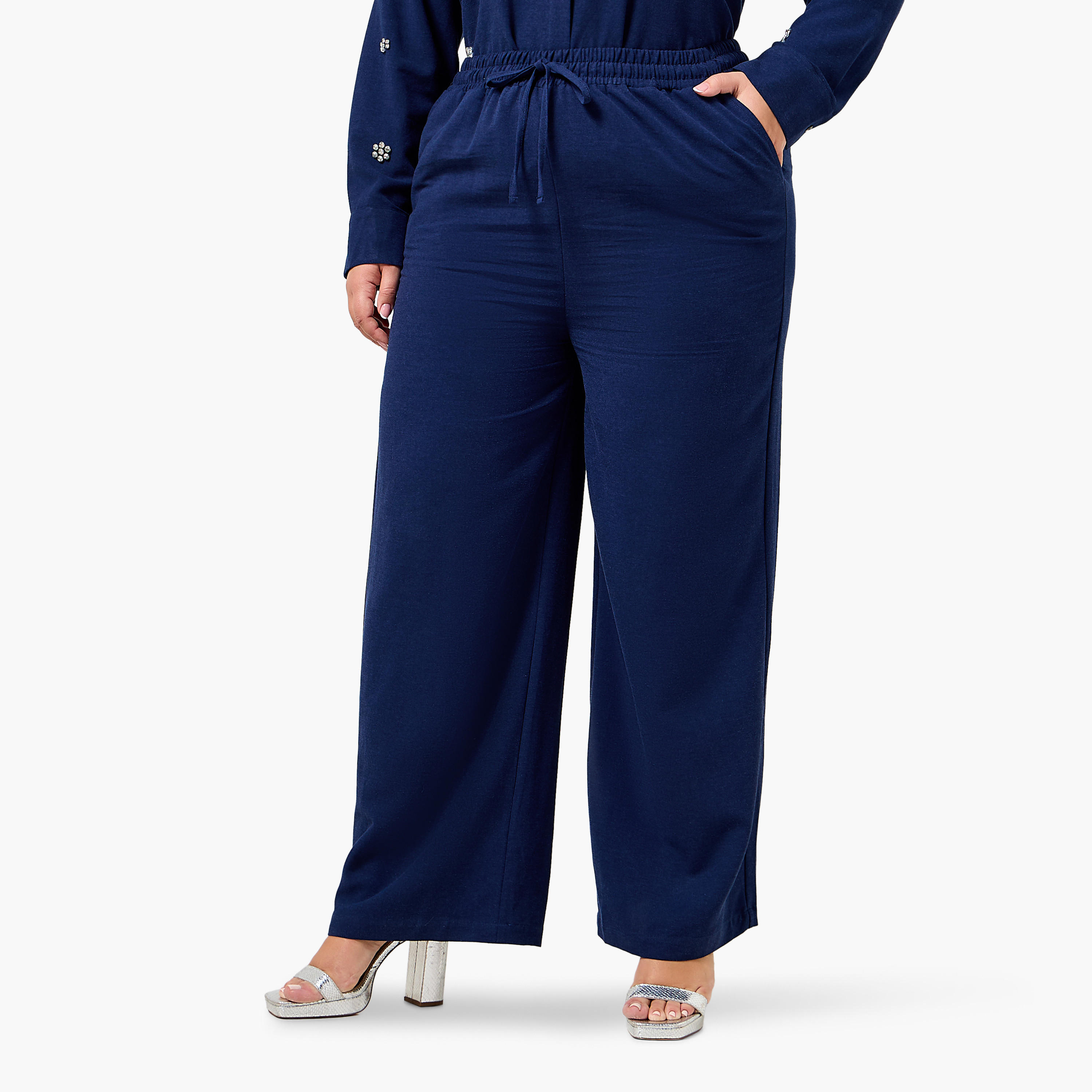 Ulla Popken Flexi Waist Linen Blend Pants-women-clothing-coordsets-image-3