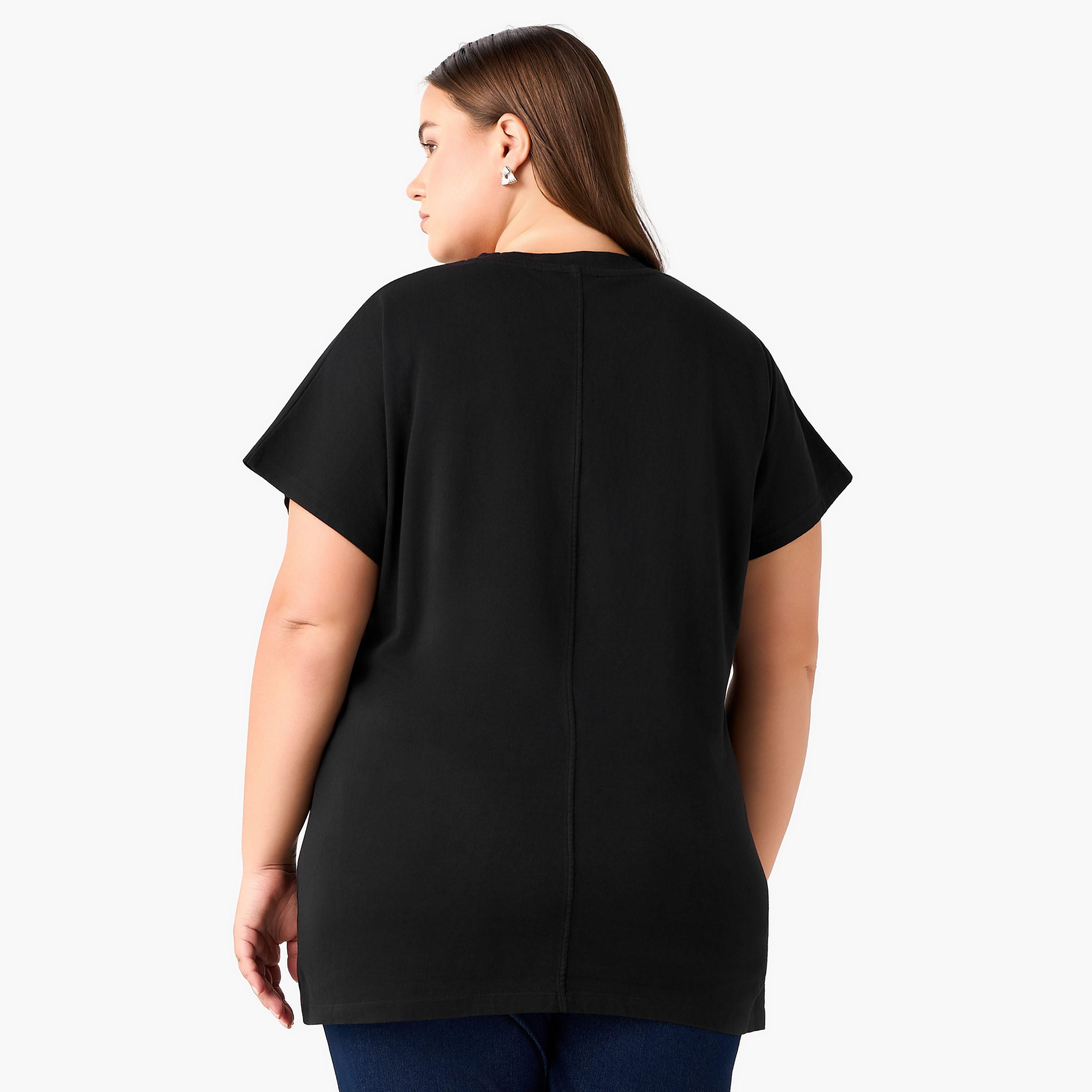Ulla Popken Relaxed Fit Cotton T-shirt with Embellishment-women-clothing-tshirts-image-5