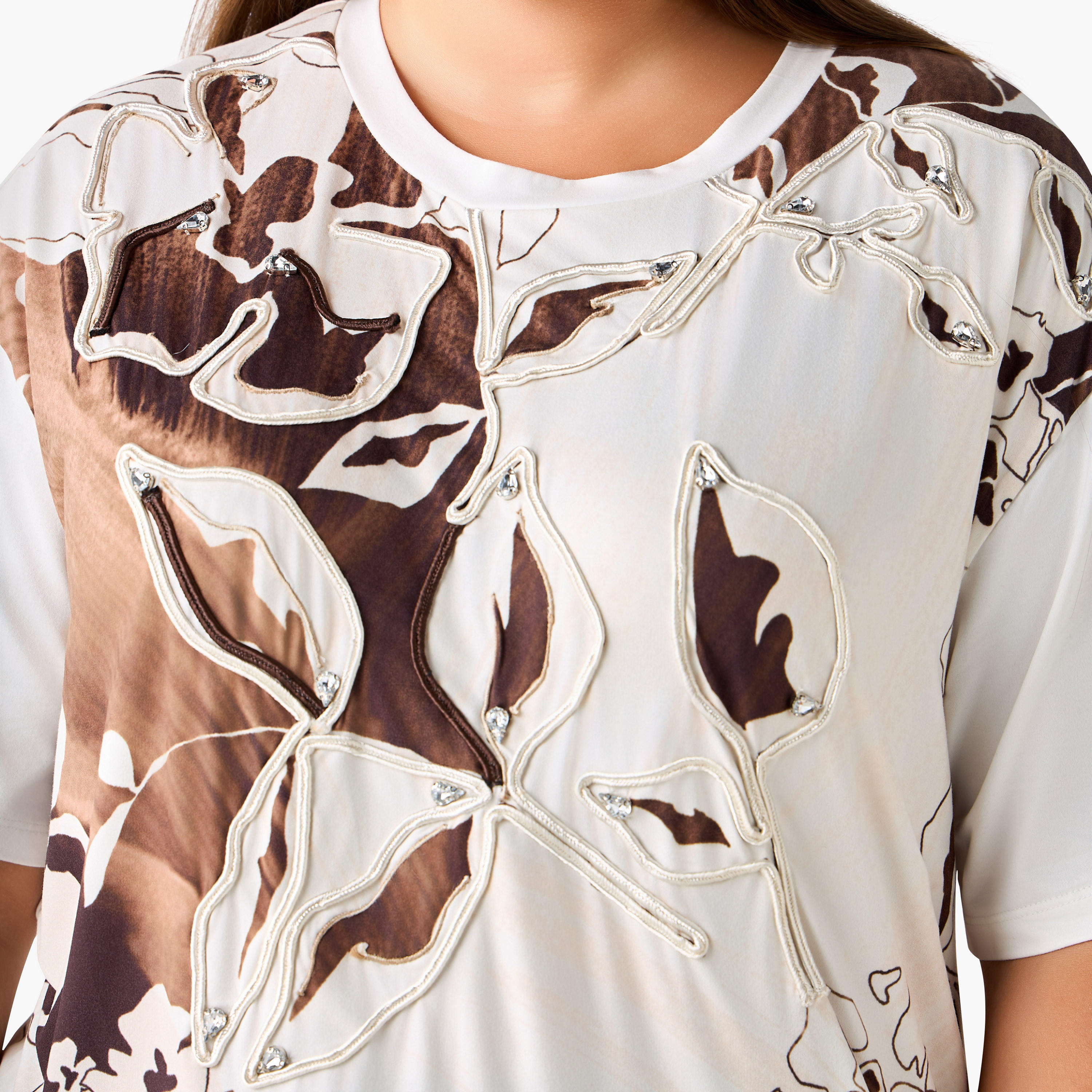 Ulla Popken Relaxed Fit T-shirt with Applique Accent-women-clothing-tshirts-image-4
