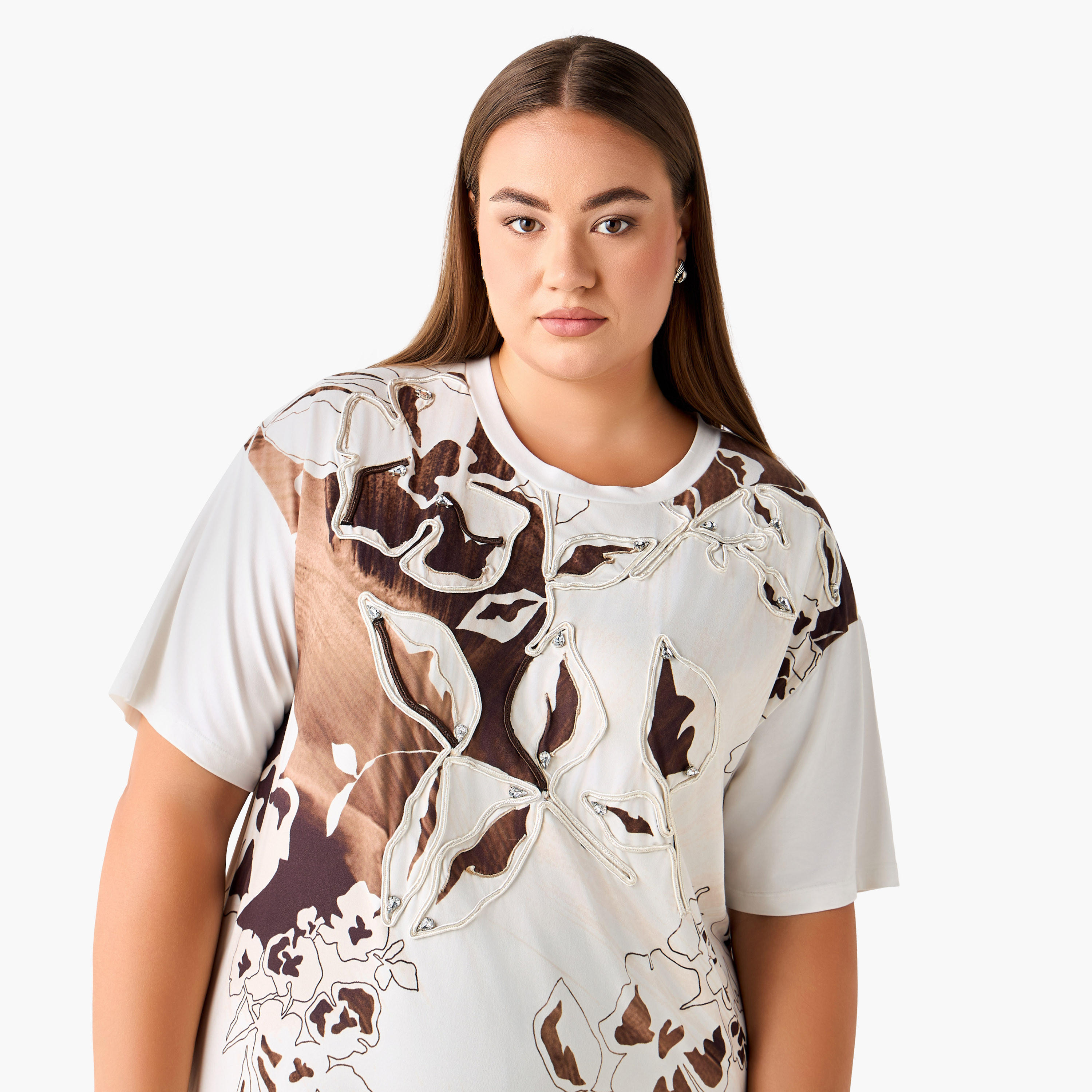 Ulla Popken Relaxed Fit T-shirt with Applique Accent-women-clothing-tshirts-image-5