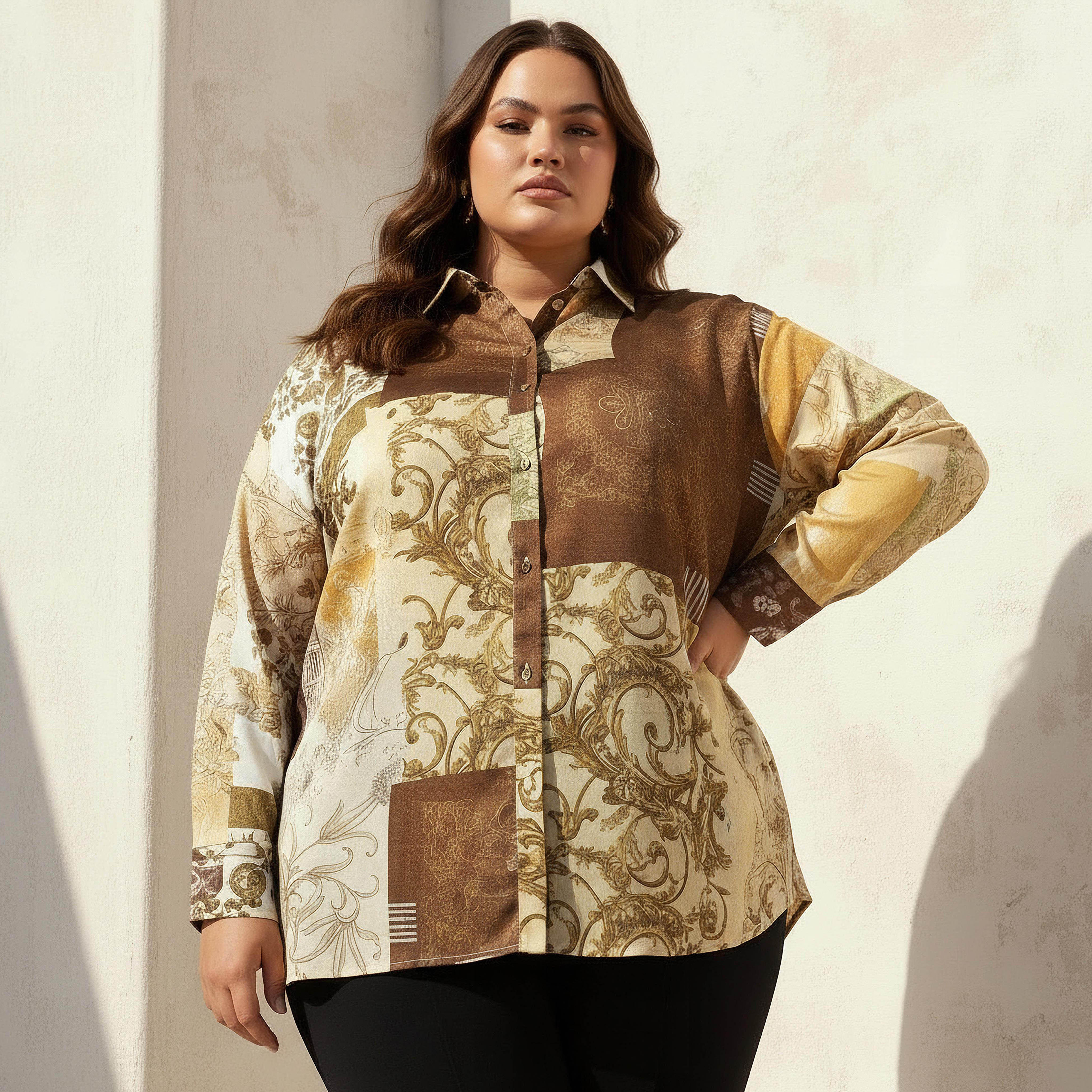 Ulla Popken Relaxed Fit Shirt with Patch Print-women-clothing-shirtsandblouses-shirts-image-1