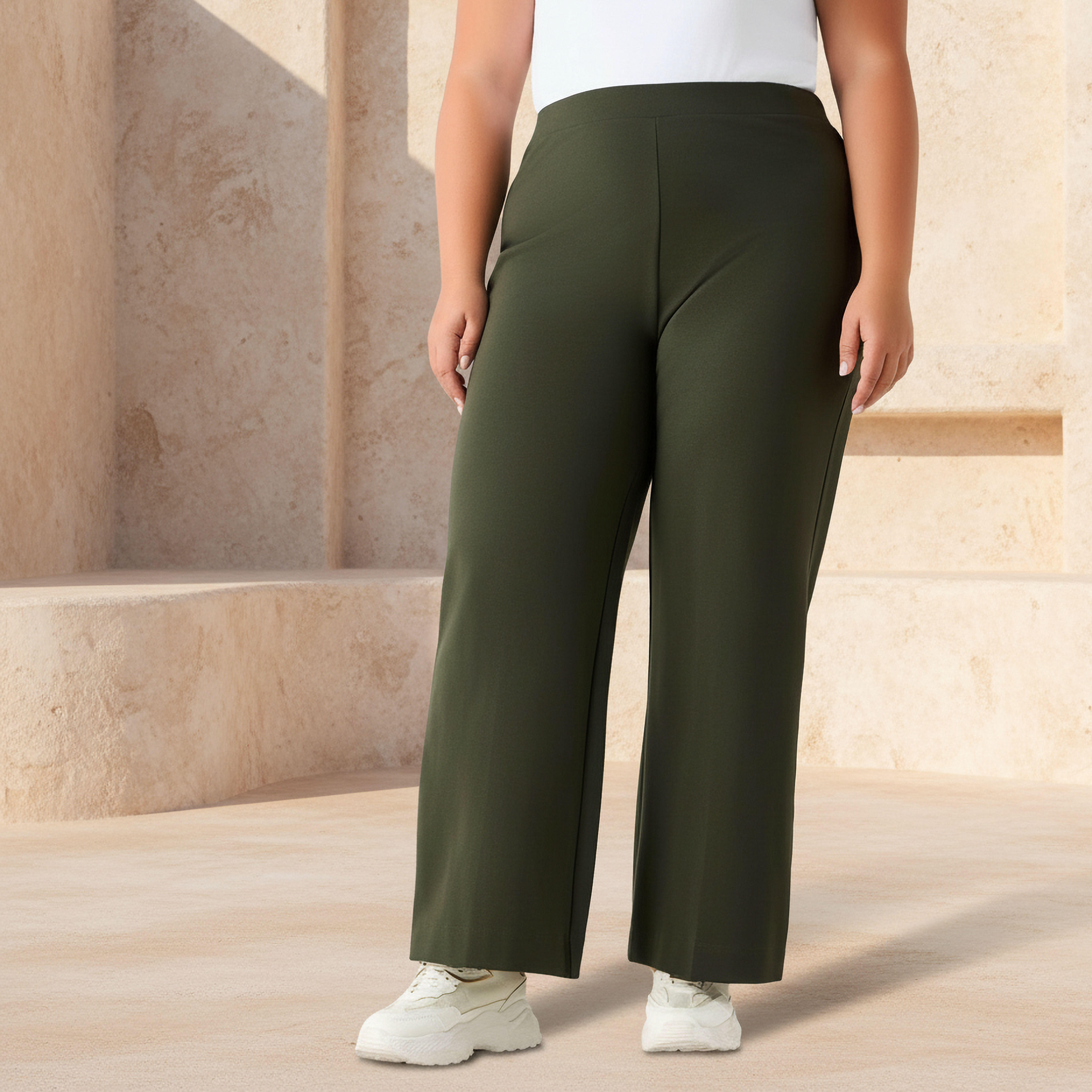 Ulla Popken Straight Fit Ponte Trousers-women-clothing-bottoms-trousers-image-1