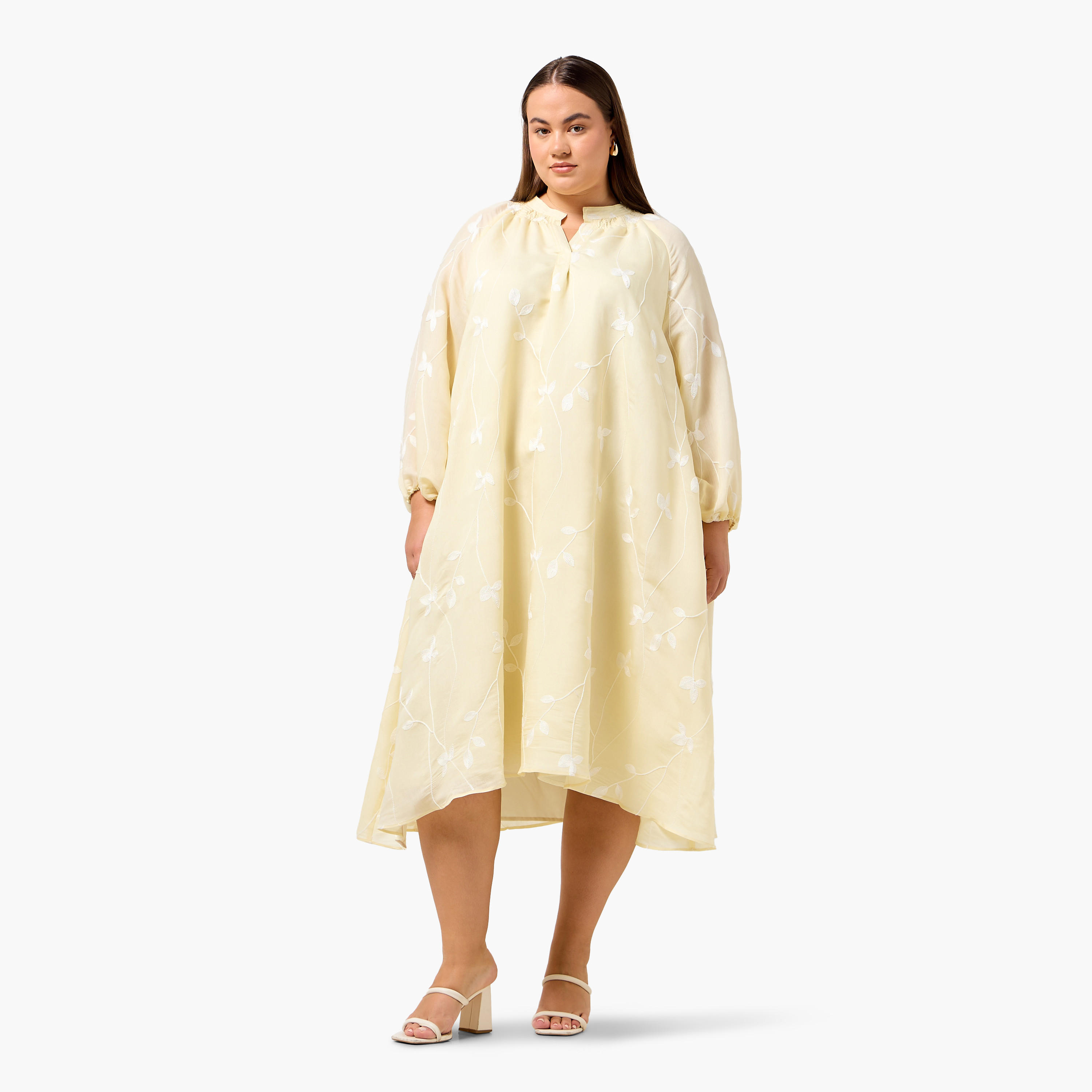 فستان إيه لاين مطرز بياقة ماندارين مقاس كبير من أولا بوبكين-women-clothing-dresses-image-3