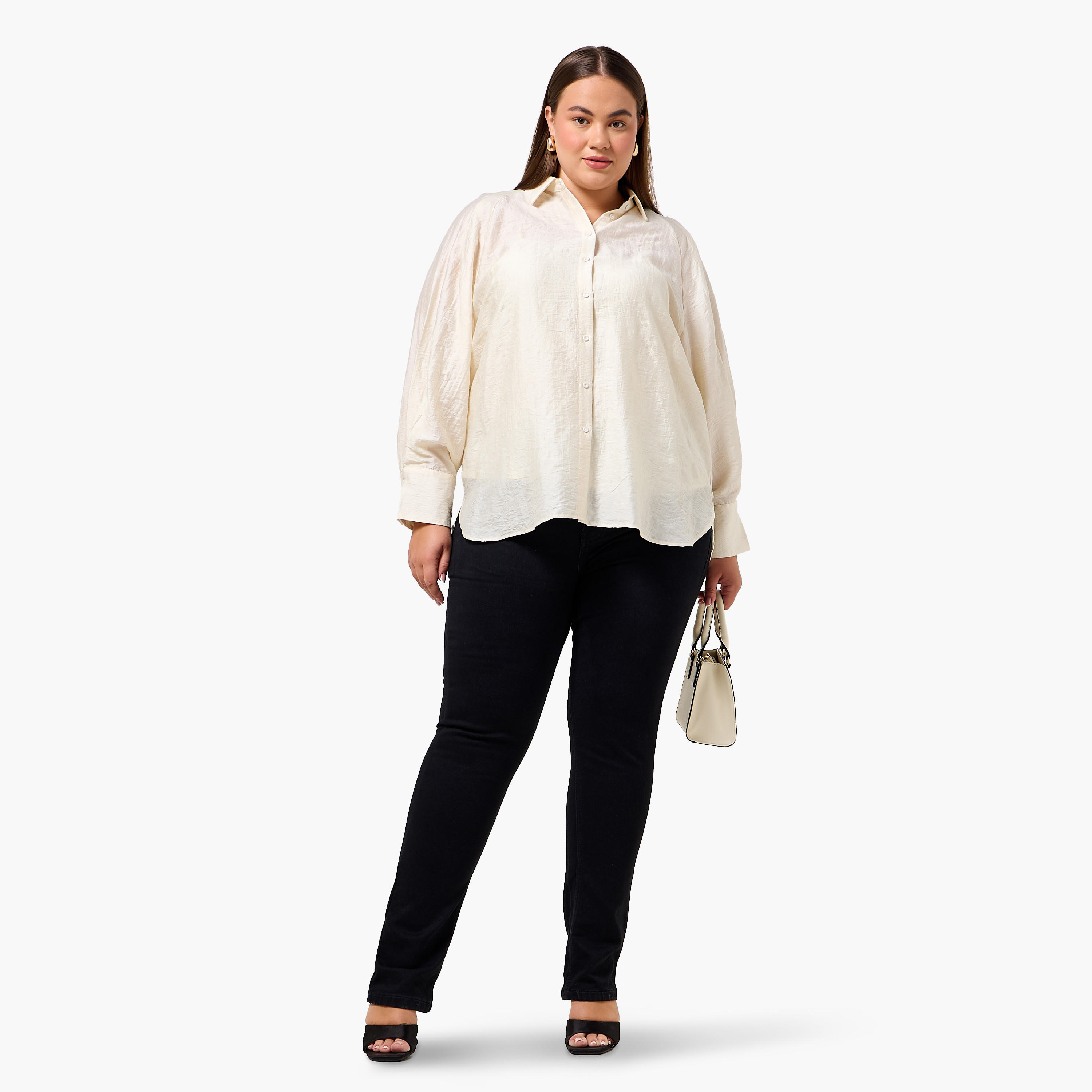 قميص جاكار بقصّة مريحة وأكمام مغايرة مقاس كبير من أولا بوبكن-women-clothing-shirtsandblouses-shirts-image-4
