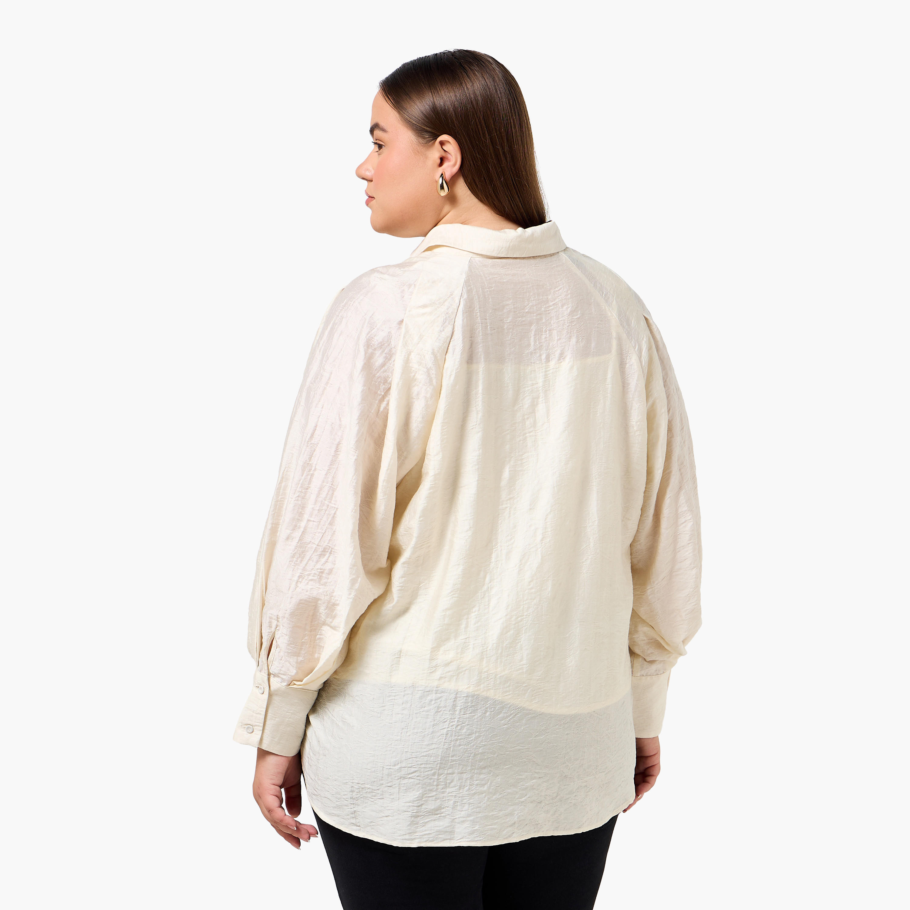 قميص جاكار بقصّة مريحة وأكمام مغايرة مقاس كبير من أولا بوبكن-women-clothing-shirtsandblouses-shirts-image-5