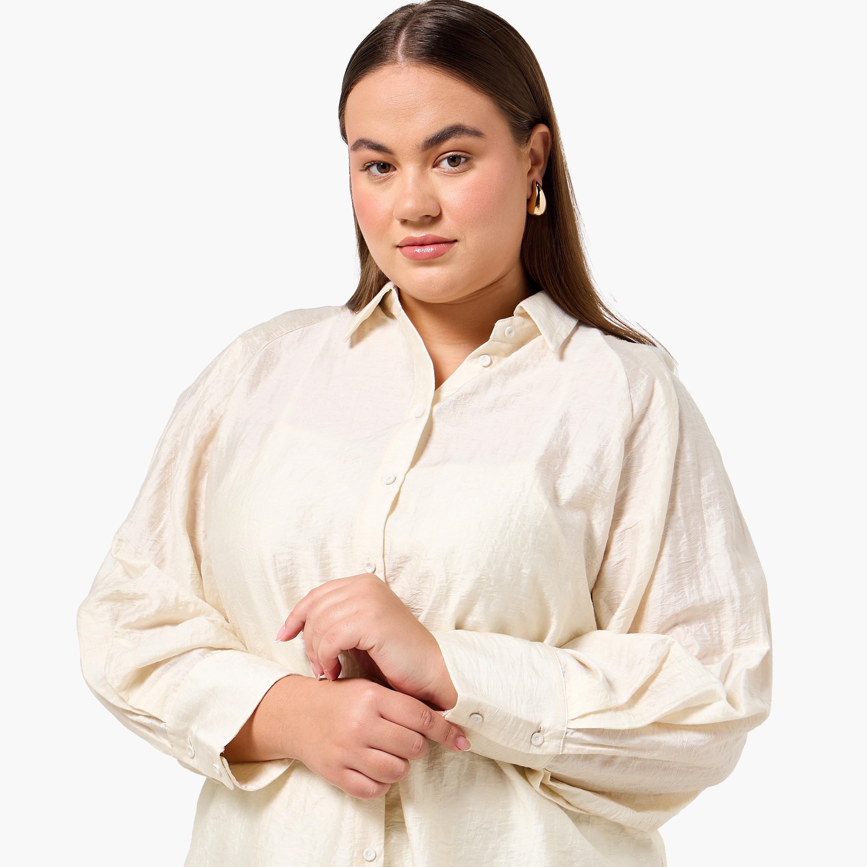 قميص جاكار بقصّة مريحة وأكمام مغايرة مقاس كبير من أولا بوبكن-women-clothing-shirtsandblouses-shirts-image-6