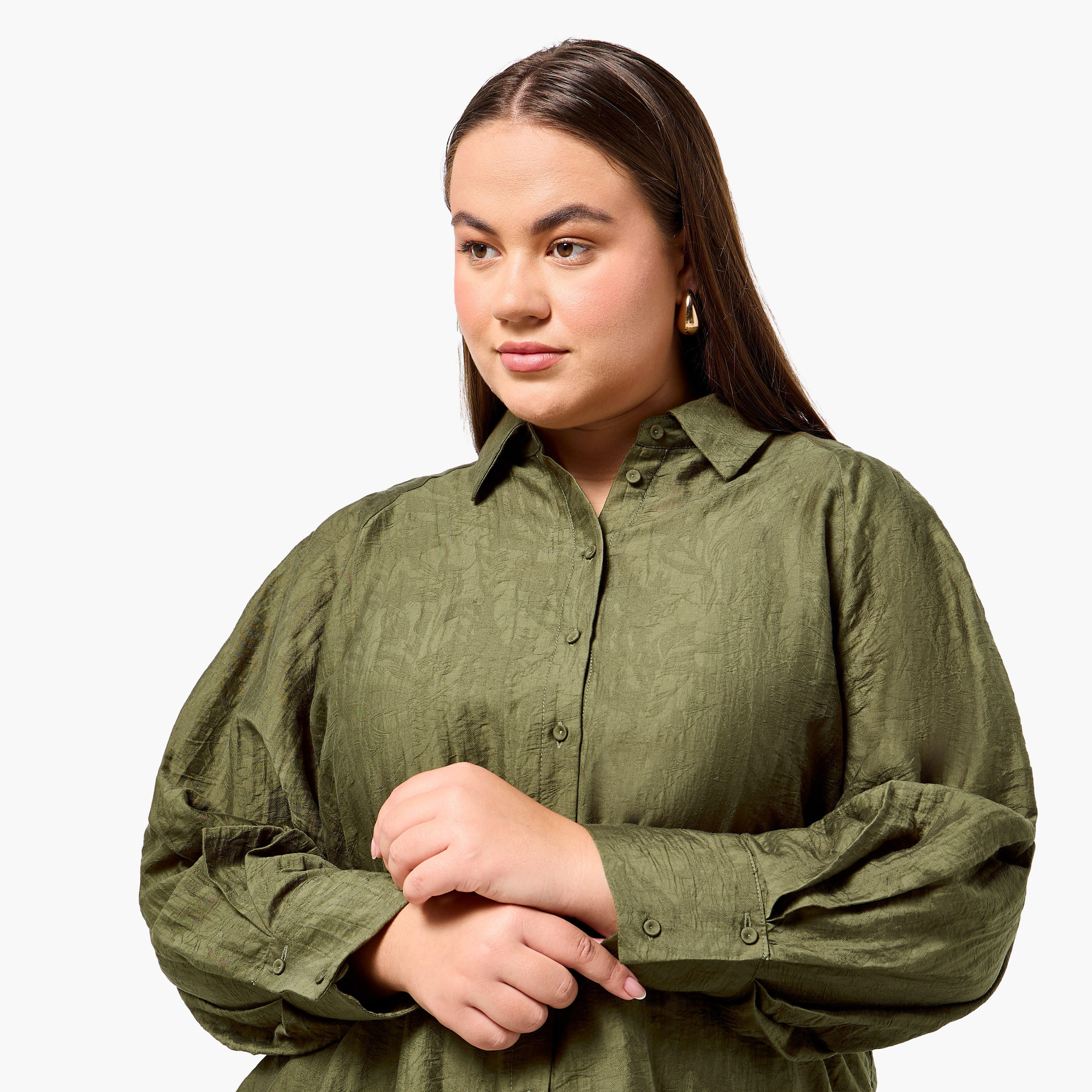 قميص جاكار بقصّة مريحة وأكمام مغايرة مقاس كبير من أولا بوبكن-women-clothing-shirtsandblouses-shirts-image-6