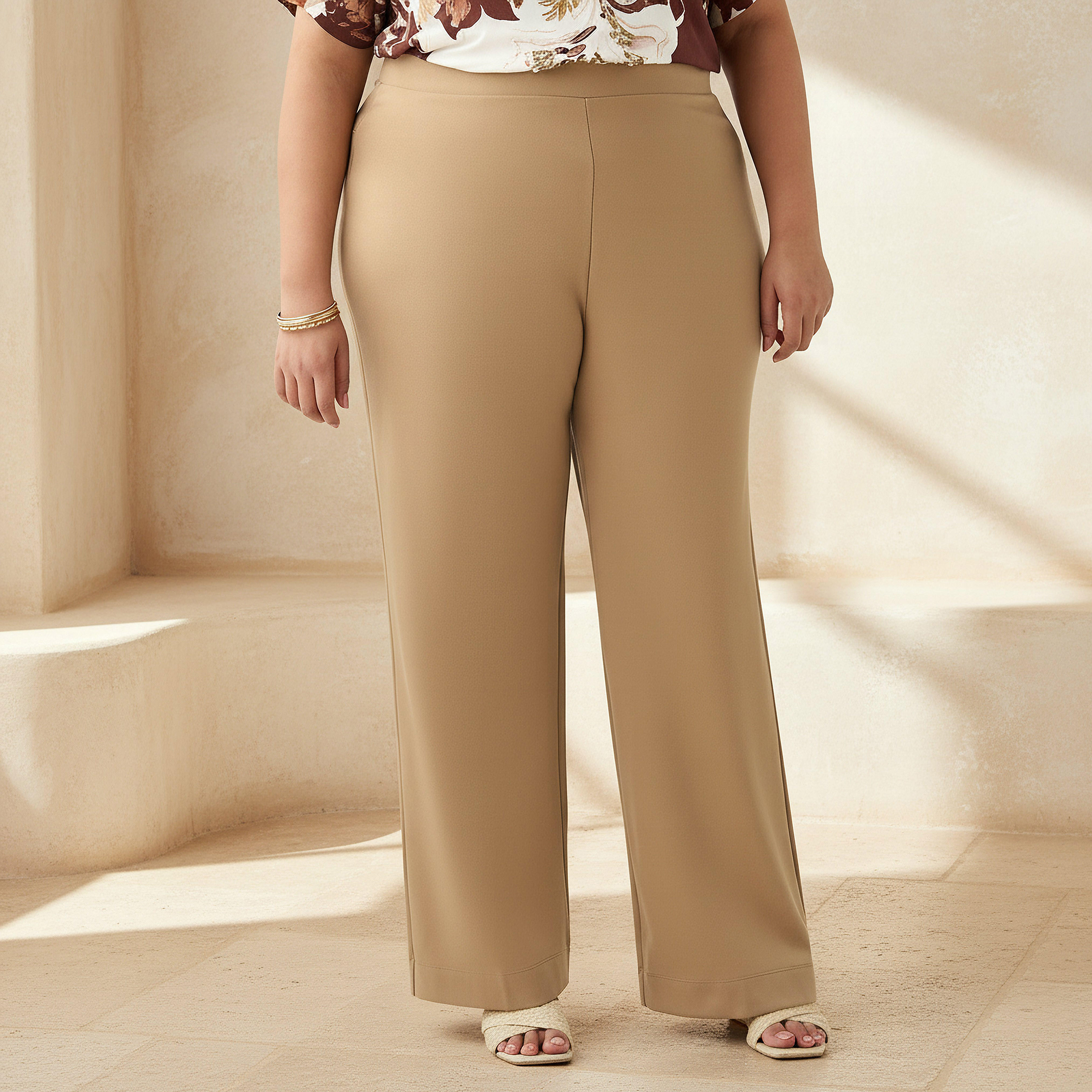 بنطلون بونتي بقصة مستقيمة من أولا بوبكن-women-clothing-bottoms-trousers-image-1